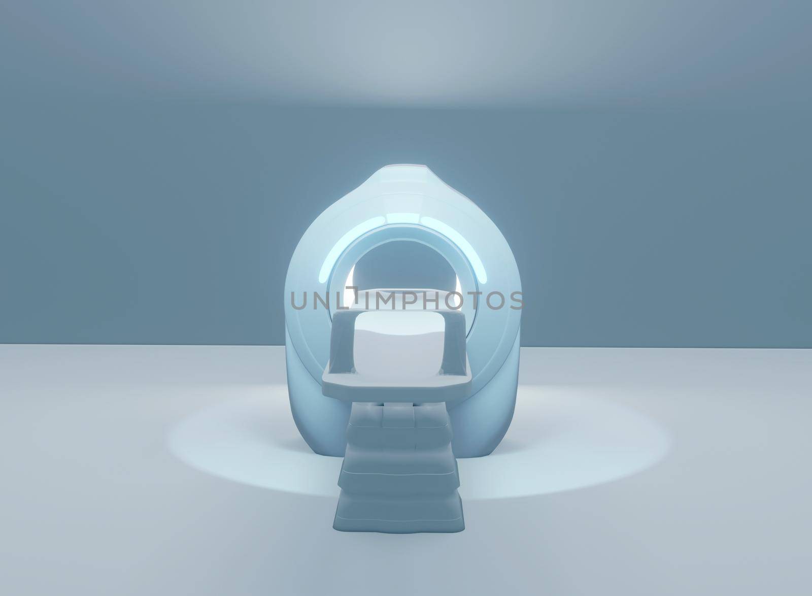 multi detector CT Scanner ( Computed Tomography ) isolated on purple background. 3D illustration.