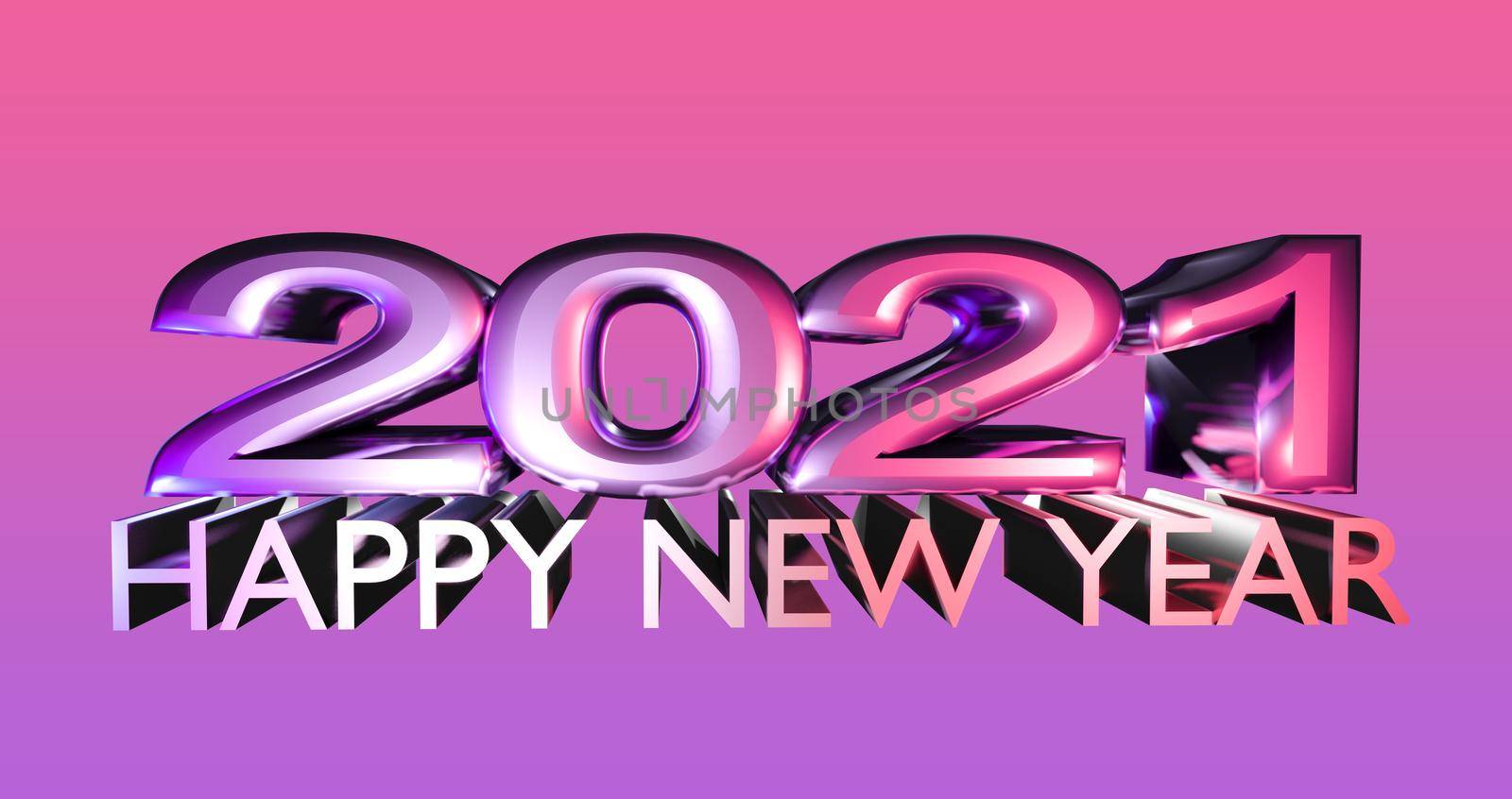 2021 new year concept. 2021 new year text pastel colorful isolated on PINK background. 3d rendering.clipping path.