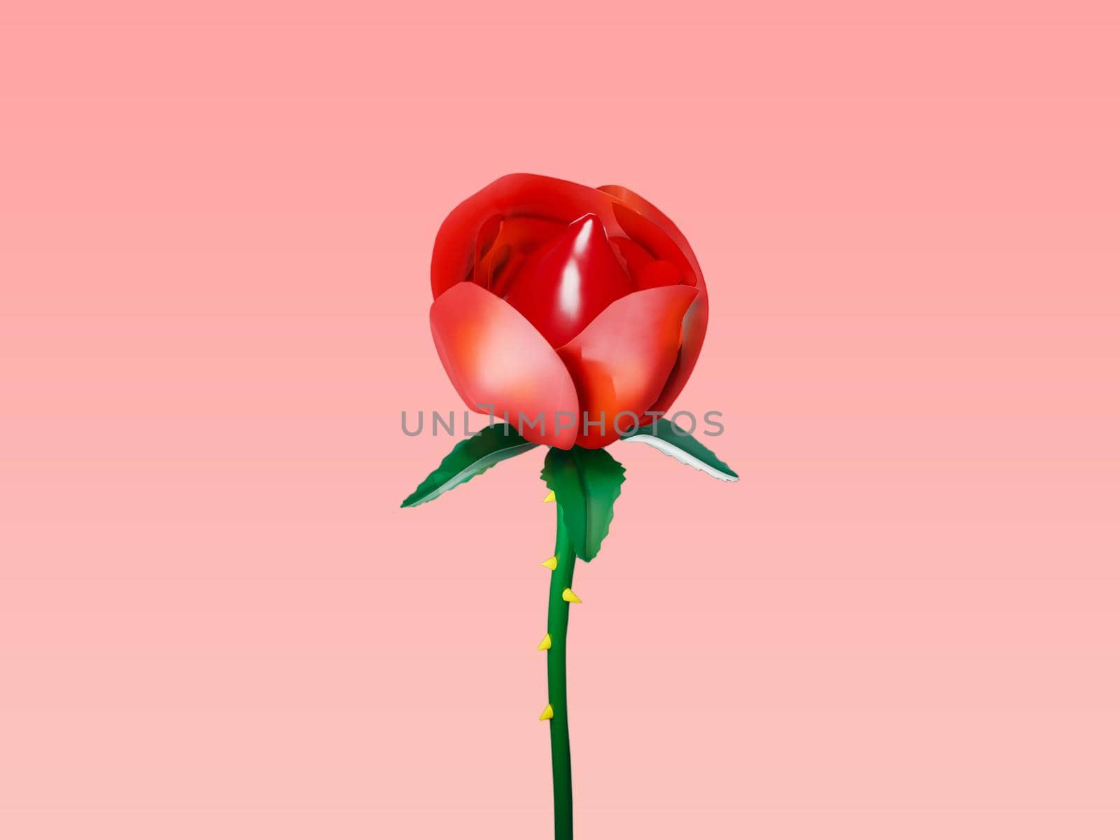 The Red roses 3d illustration isolated on pink background. Valentine's day concept. Clipping path. by samunella