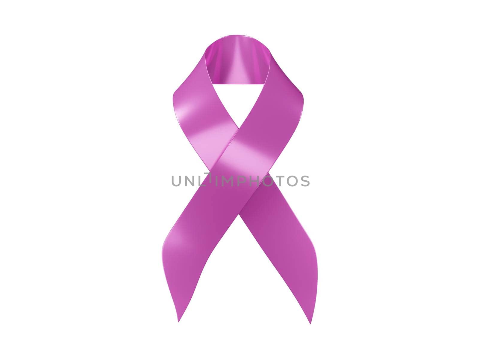 Realistic pink ribbon for breast cancer awareness symbol 3d rendering isolated on white background. Clipping path.