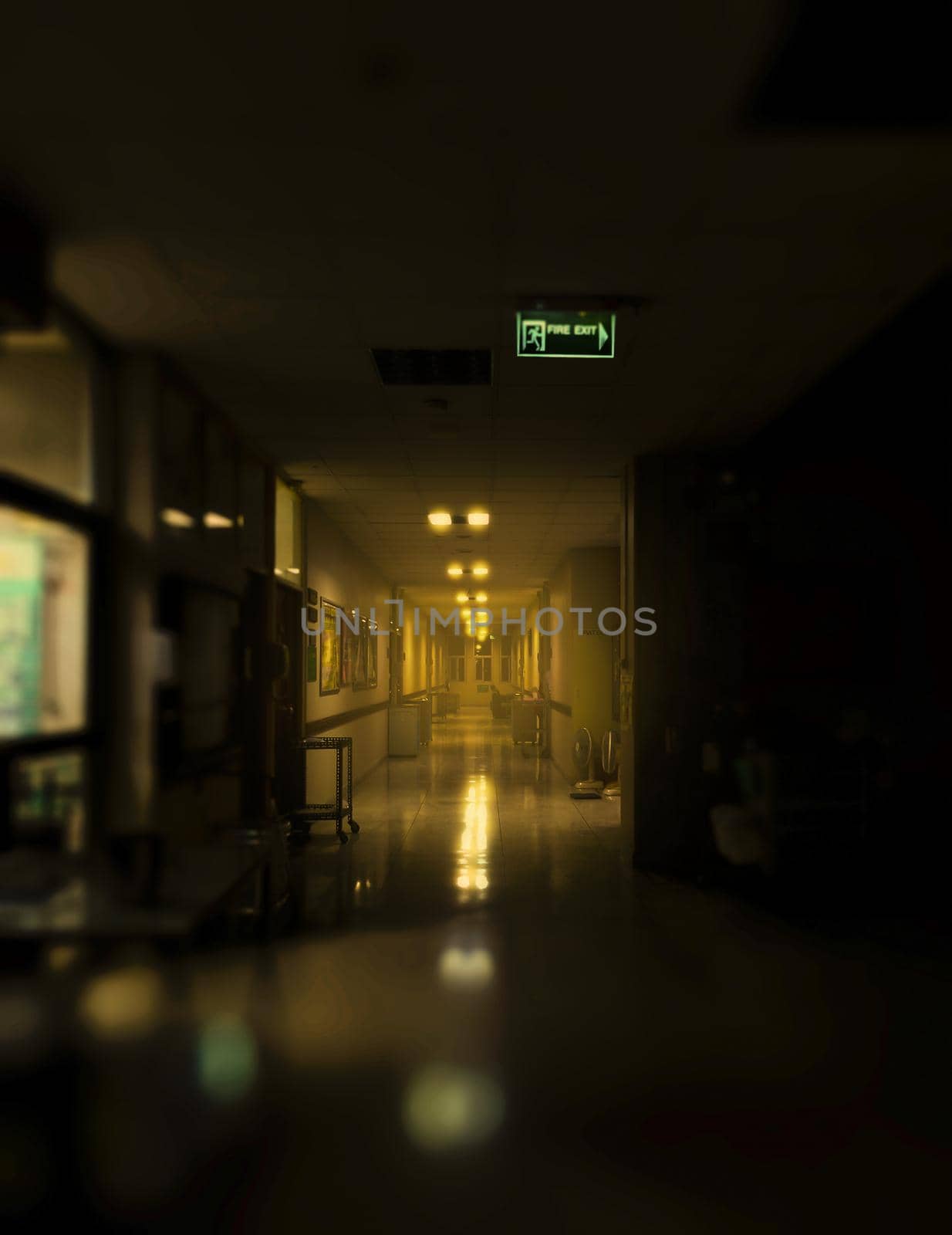 Floor in old hospital in Abandoned , darkness horror and halloween background concept. by samunella