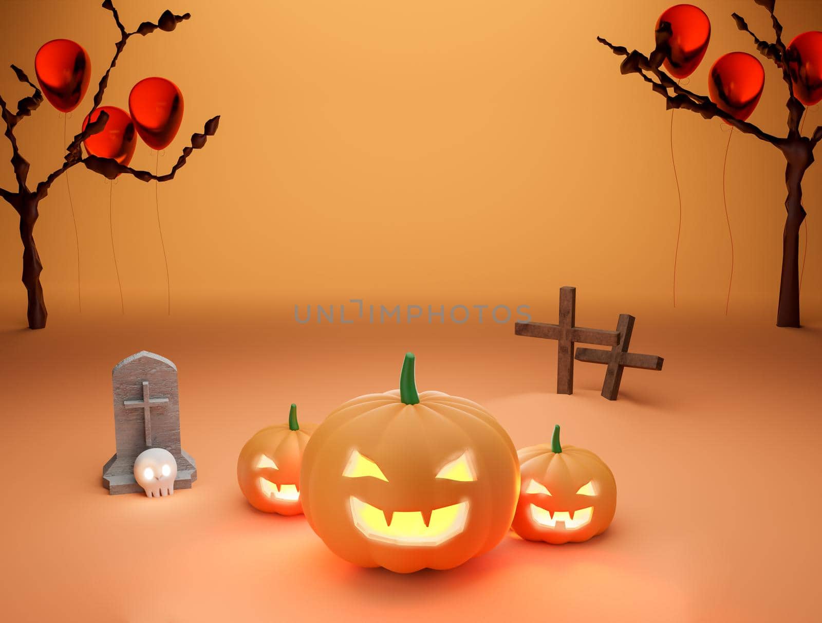 Halloween poster,invitation 3d rendering background for WEB and banner. by samunella