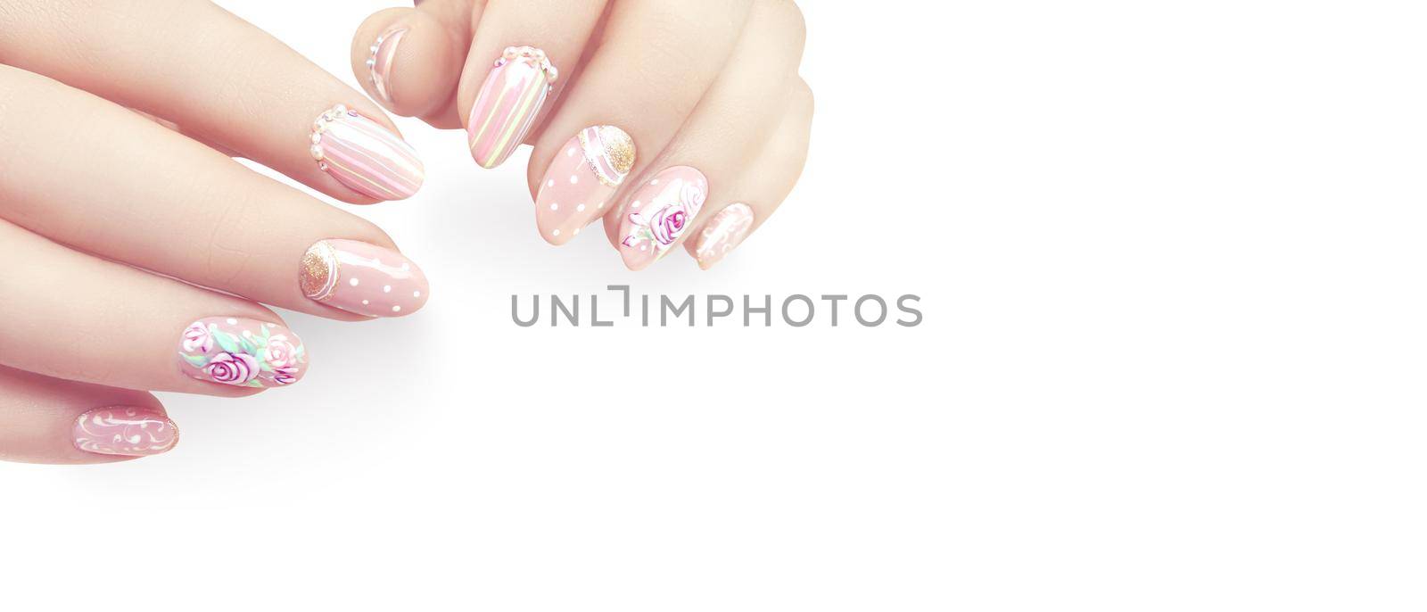 Young beautiful woman hands with elegant manicure by Taut