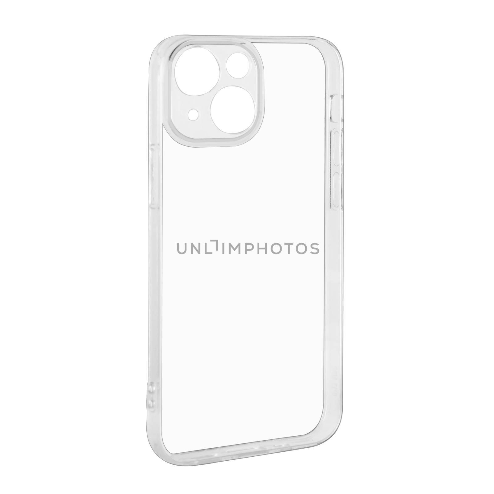 silicone phone case, transparent isolated on white background