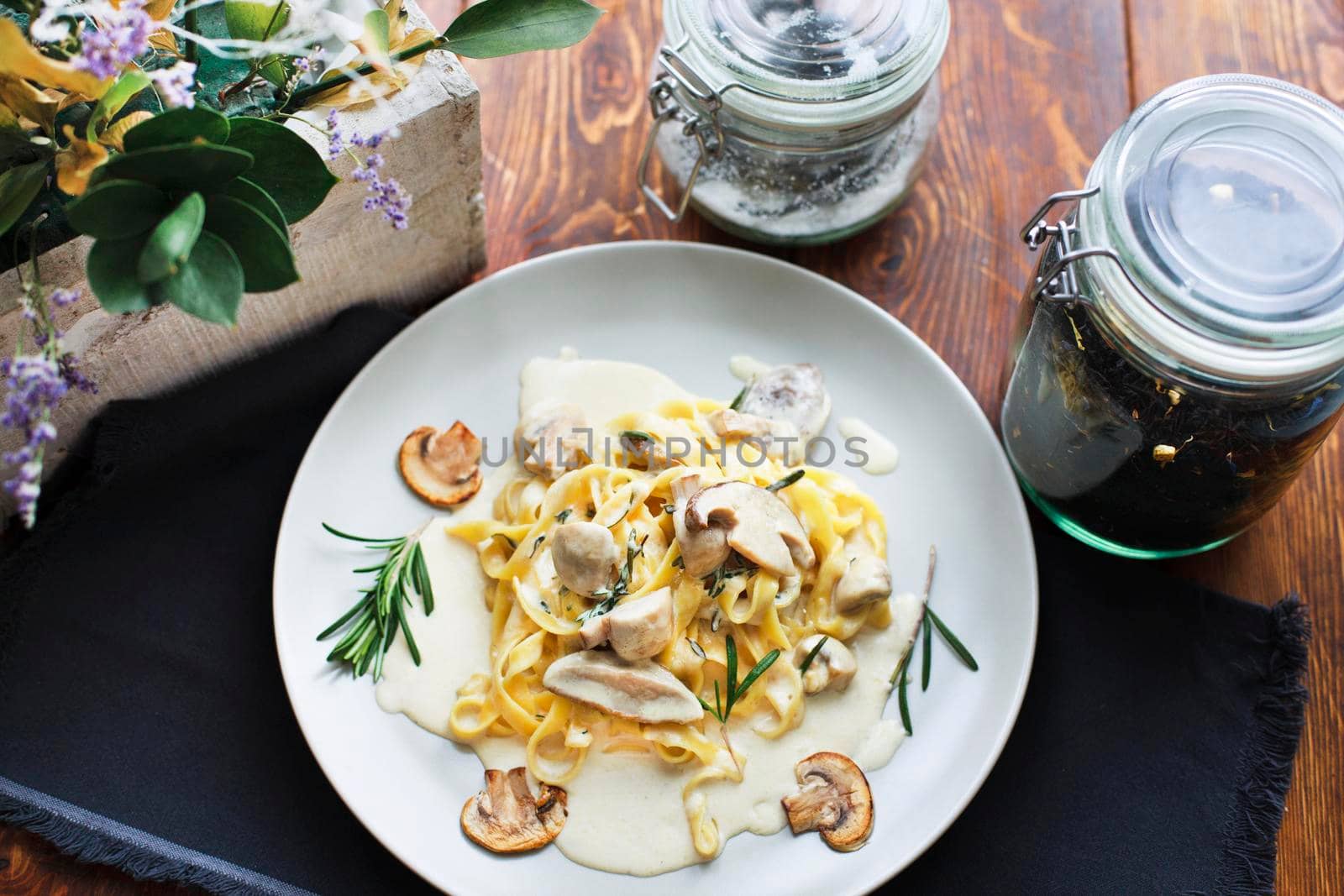 Tagliatelle vegetarian Pasta Dish with Mushrooms by Jyliana