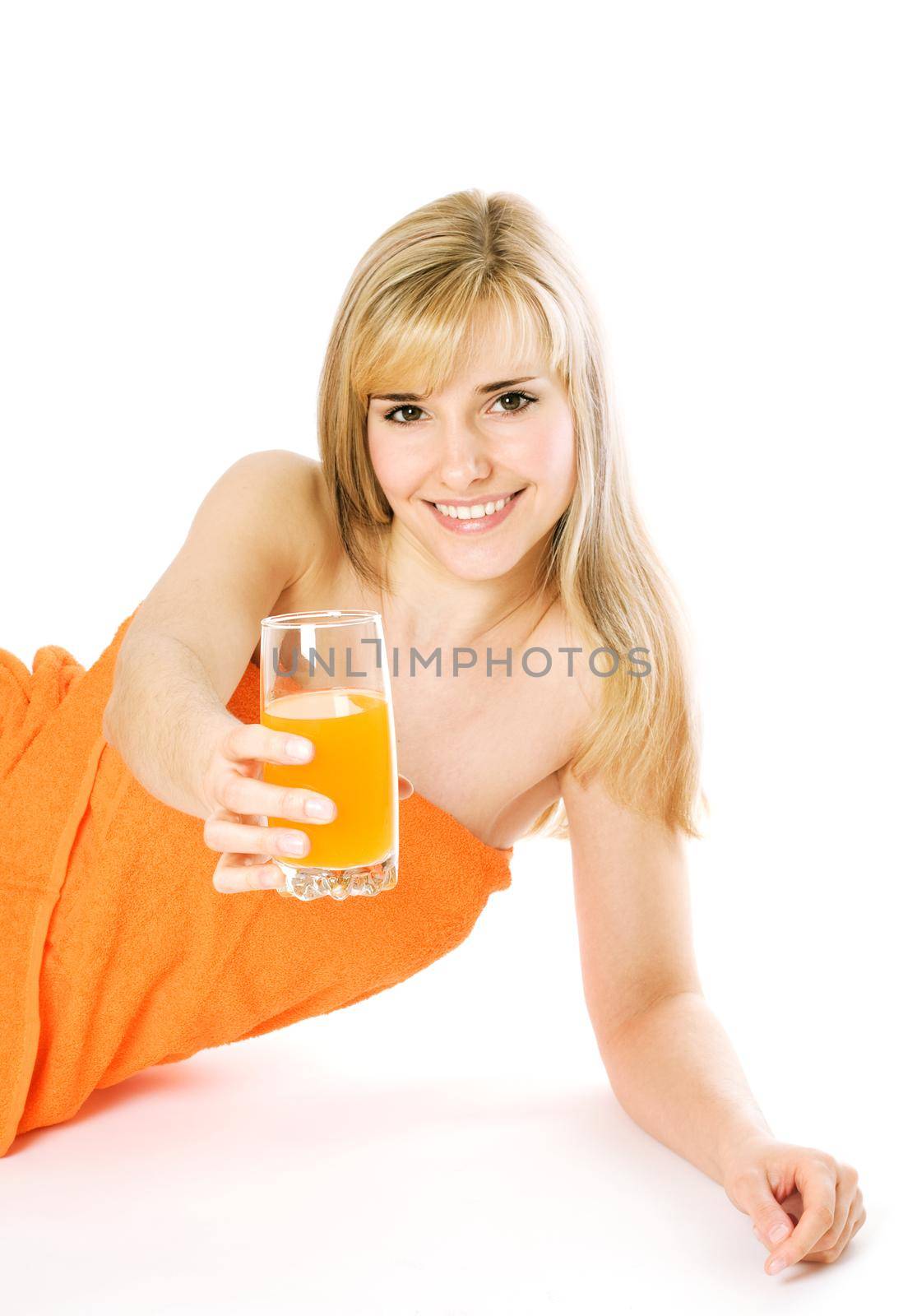 Beautiful girl with orange juice by Jyliana