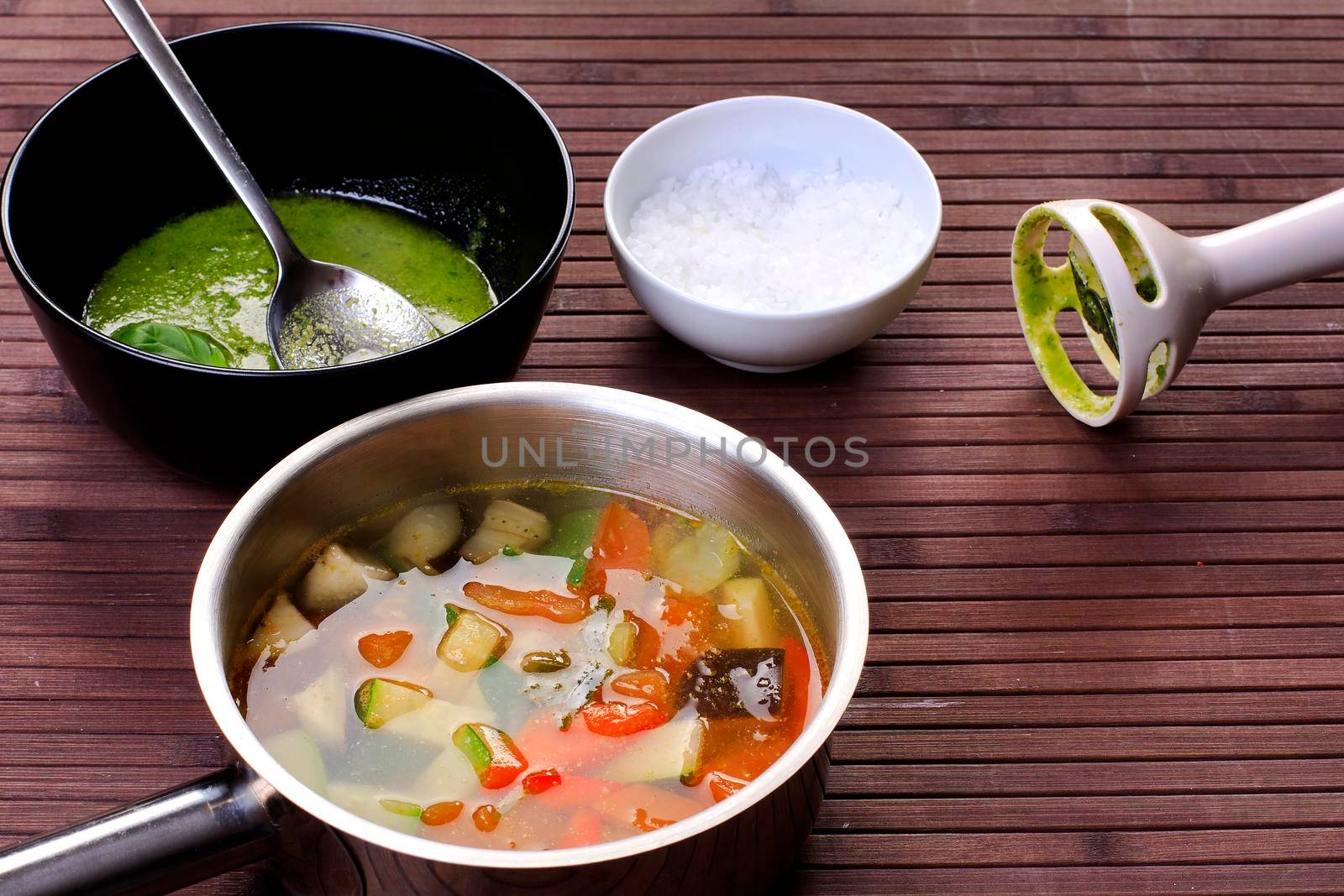 Tuscan vegetable soup with basil pesto by Jyliana