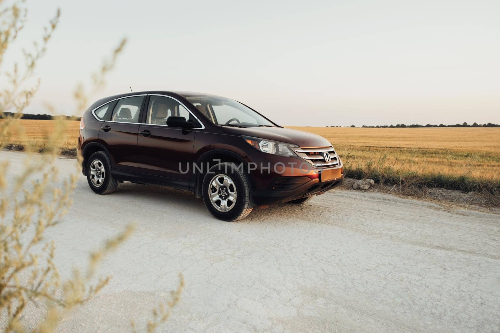 TERNOPIL, Ukraine - July 21 2021: Honda CR-V on Country Road