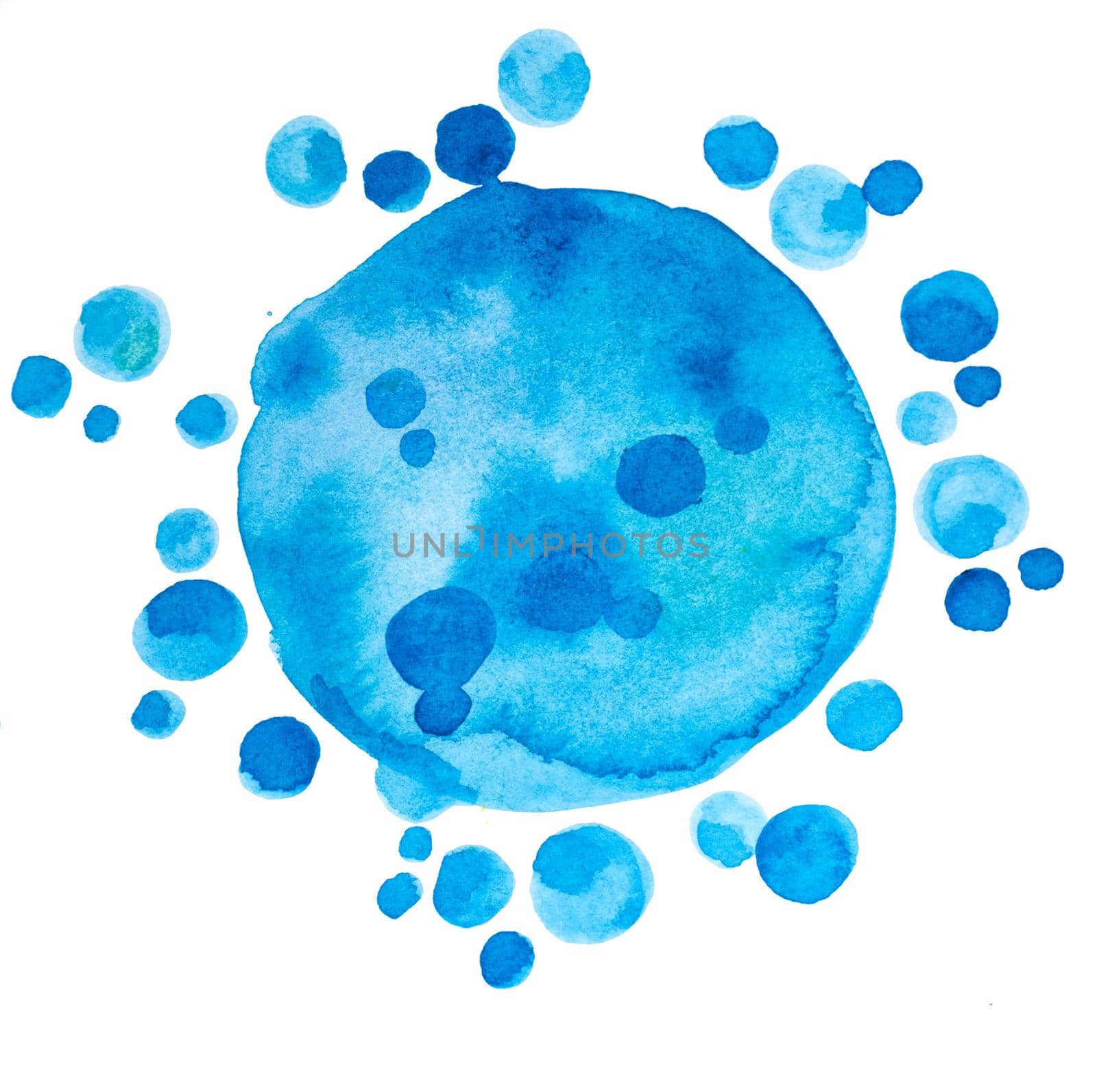 Abstract watercolor gradient blue drops background