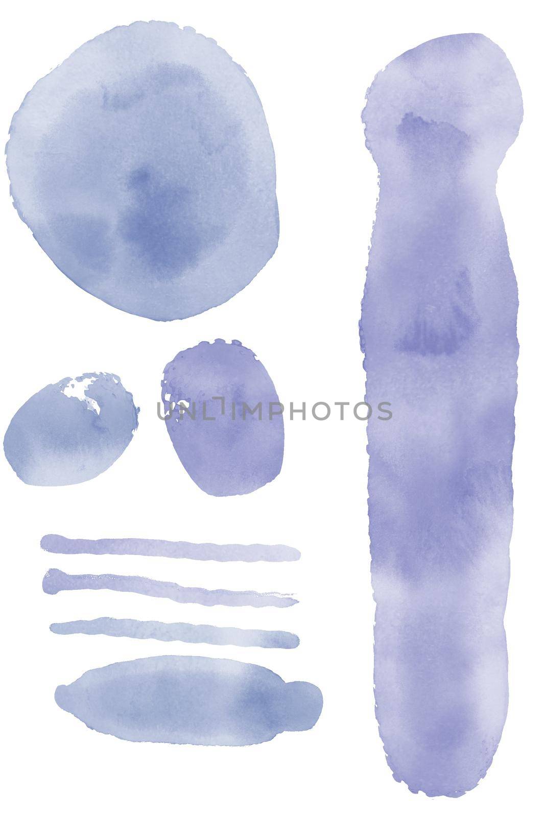 Watercolor splashes and strokes. Set of watercolor brush strokes.