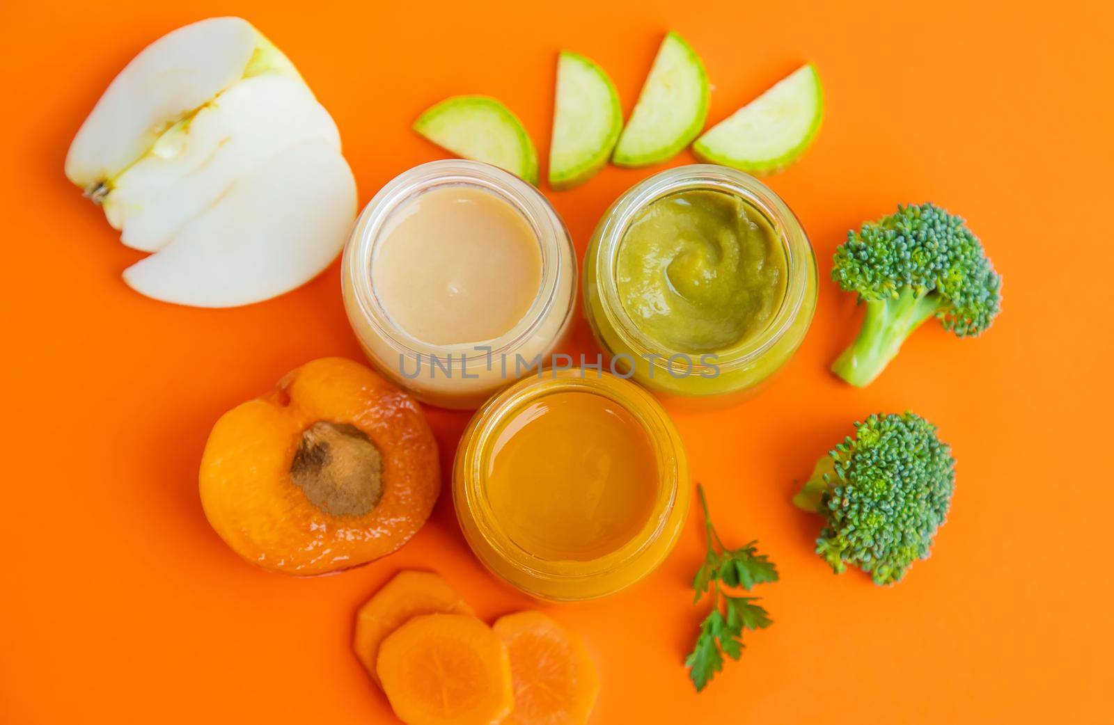 baby food in small jars. Selective focus. nature.