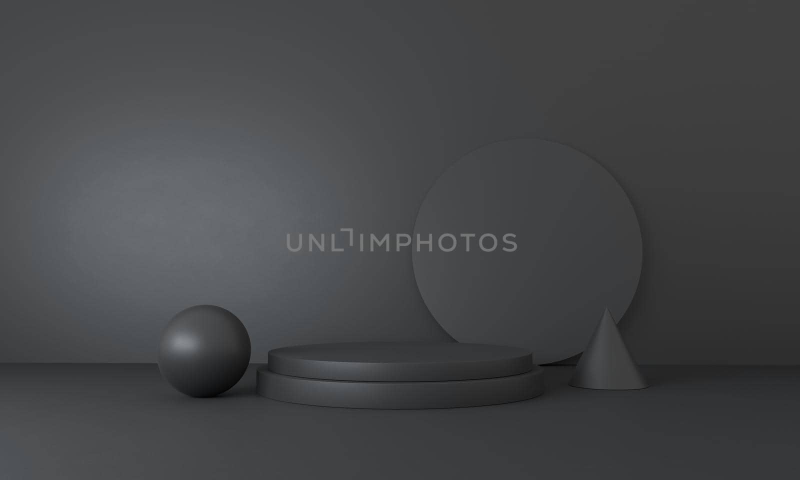 Mock up scene geometry shape podium for product display. Abstract black background. 3D rendering