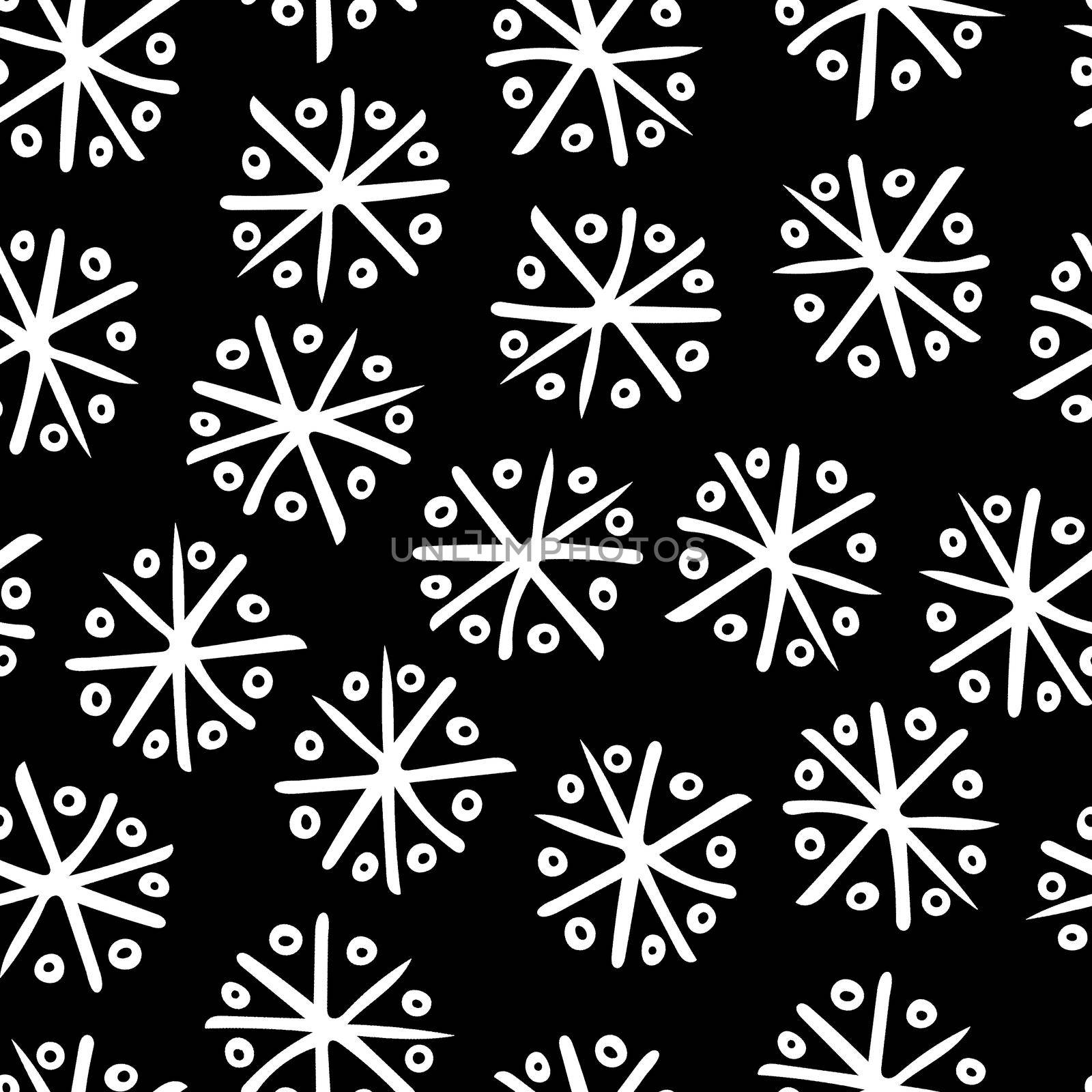 Seamless Pattern with Snowflakes on Black Background. by Rina_Dozornaya