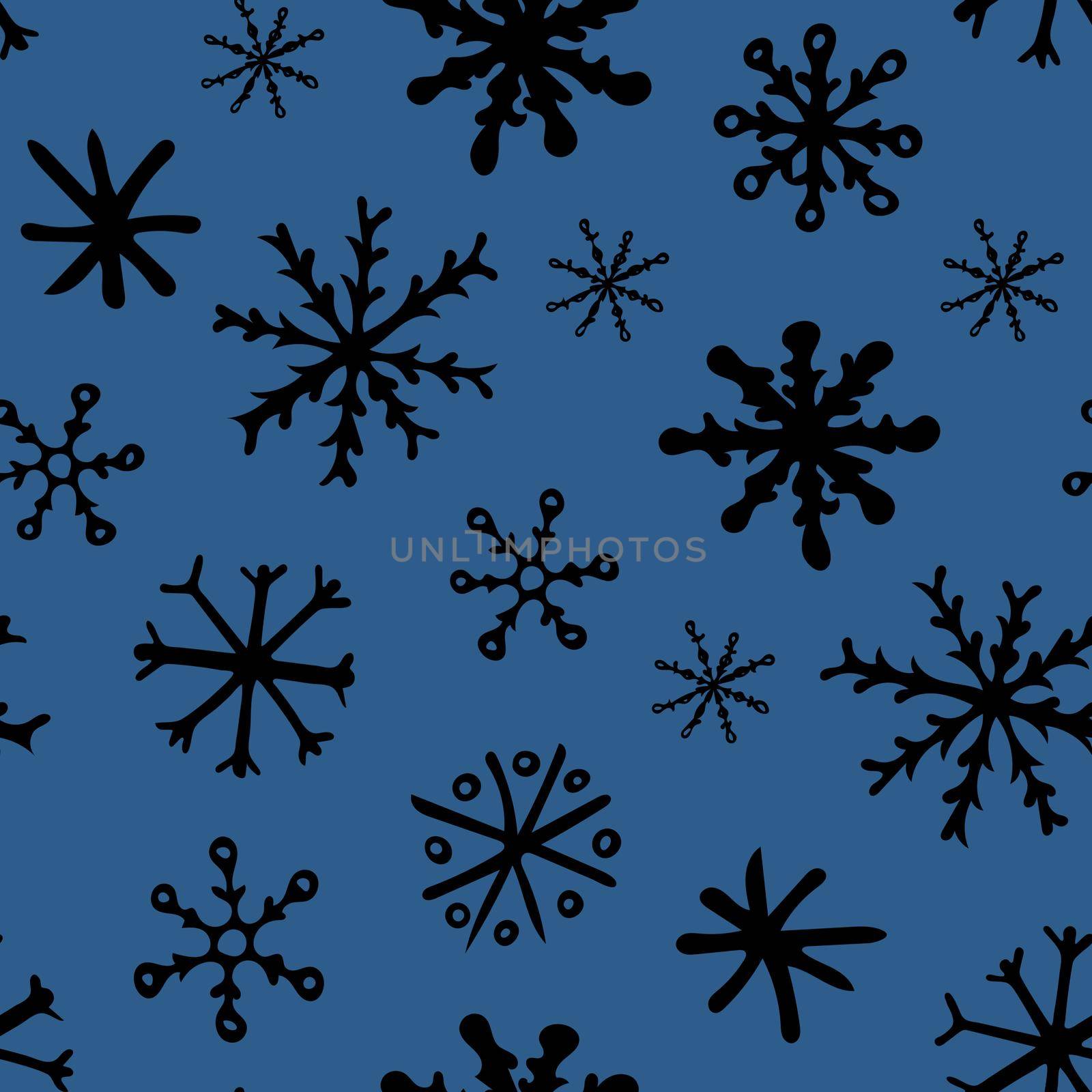 Seamless Pattern with Snowflakes on Blue Background. by Rina_Dozornaya