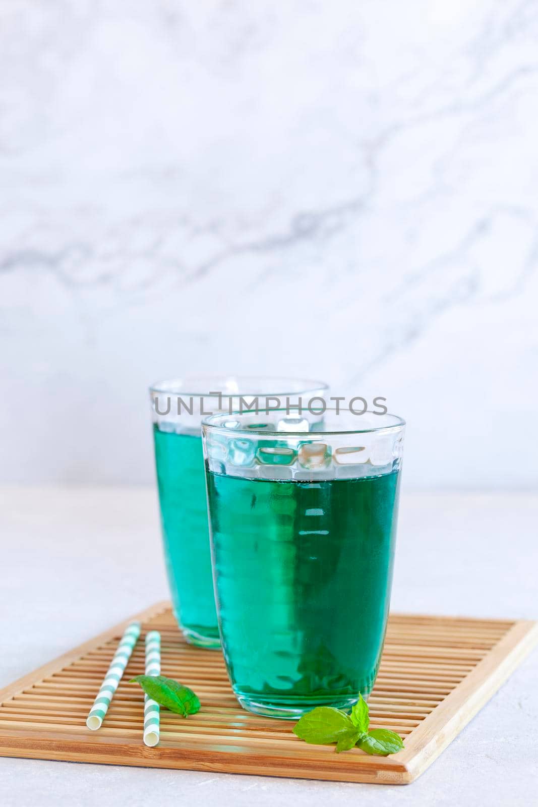 Diabolo menthe, french popular non-alcoholic summer cold drink, mix of mint syrup and limonade