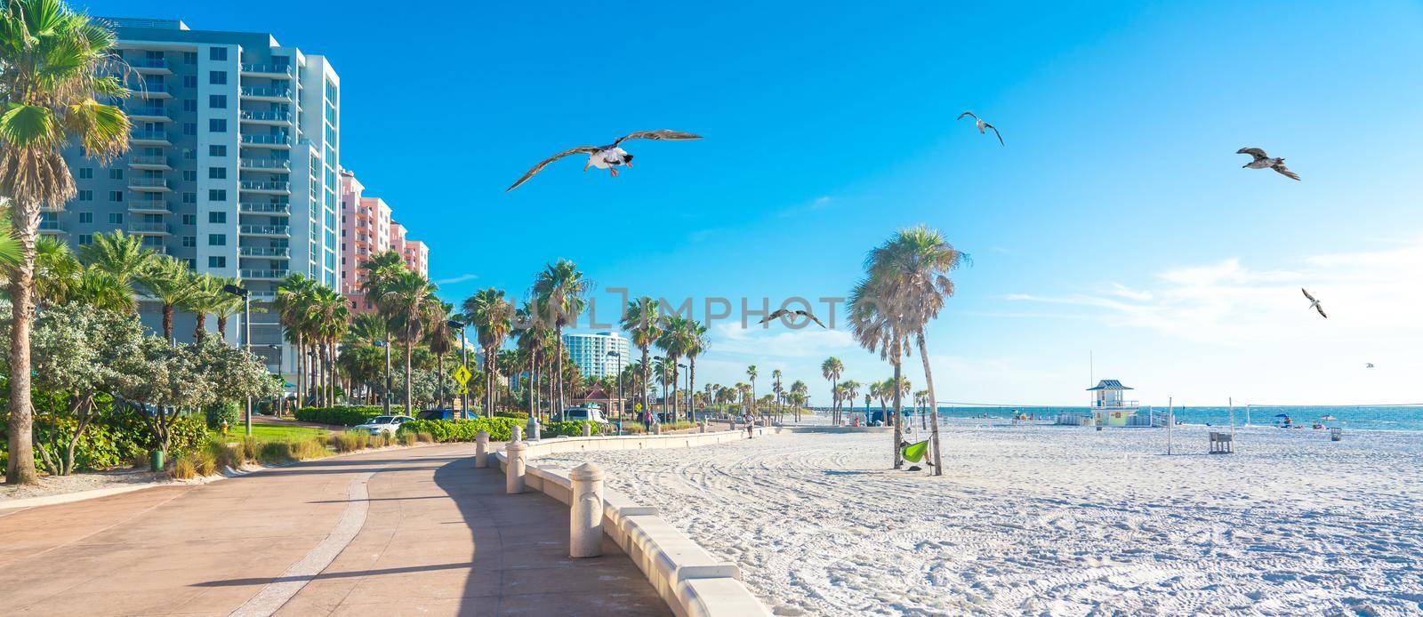 Beautiful Clearwater beach with sand in Florida USA