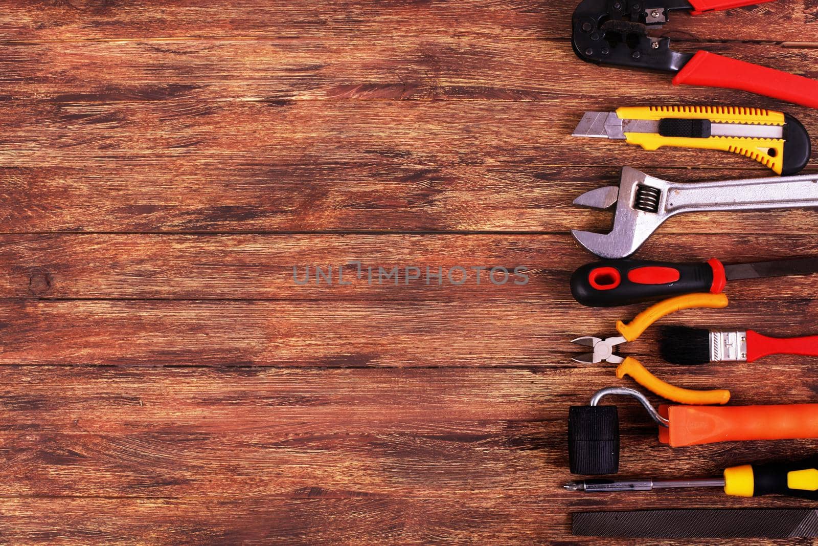 Construction Equipment and copy space on the Wood background- St by Jyliana