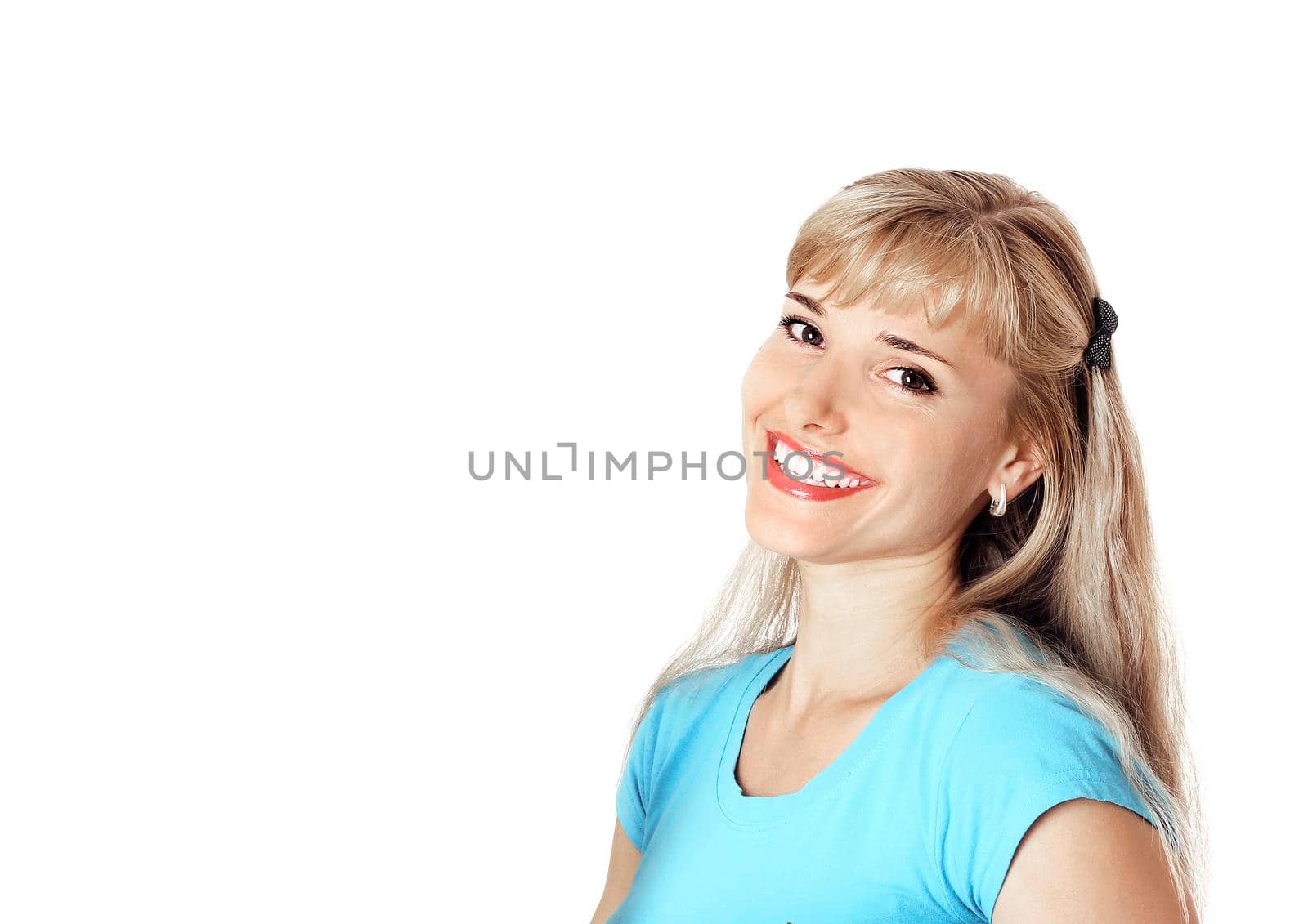 Happy young woman smiling isolated