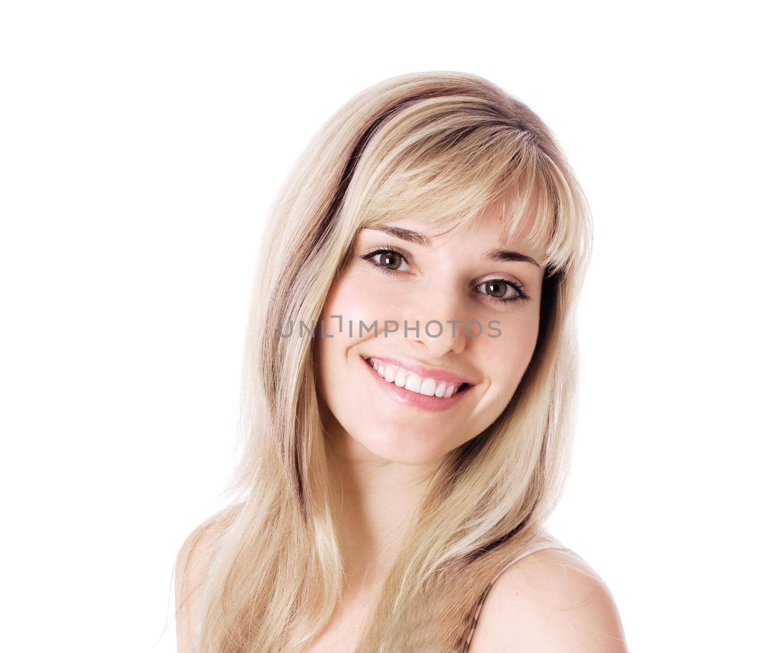 Happy young woman smiling isolated