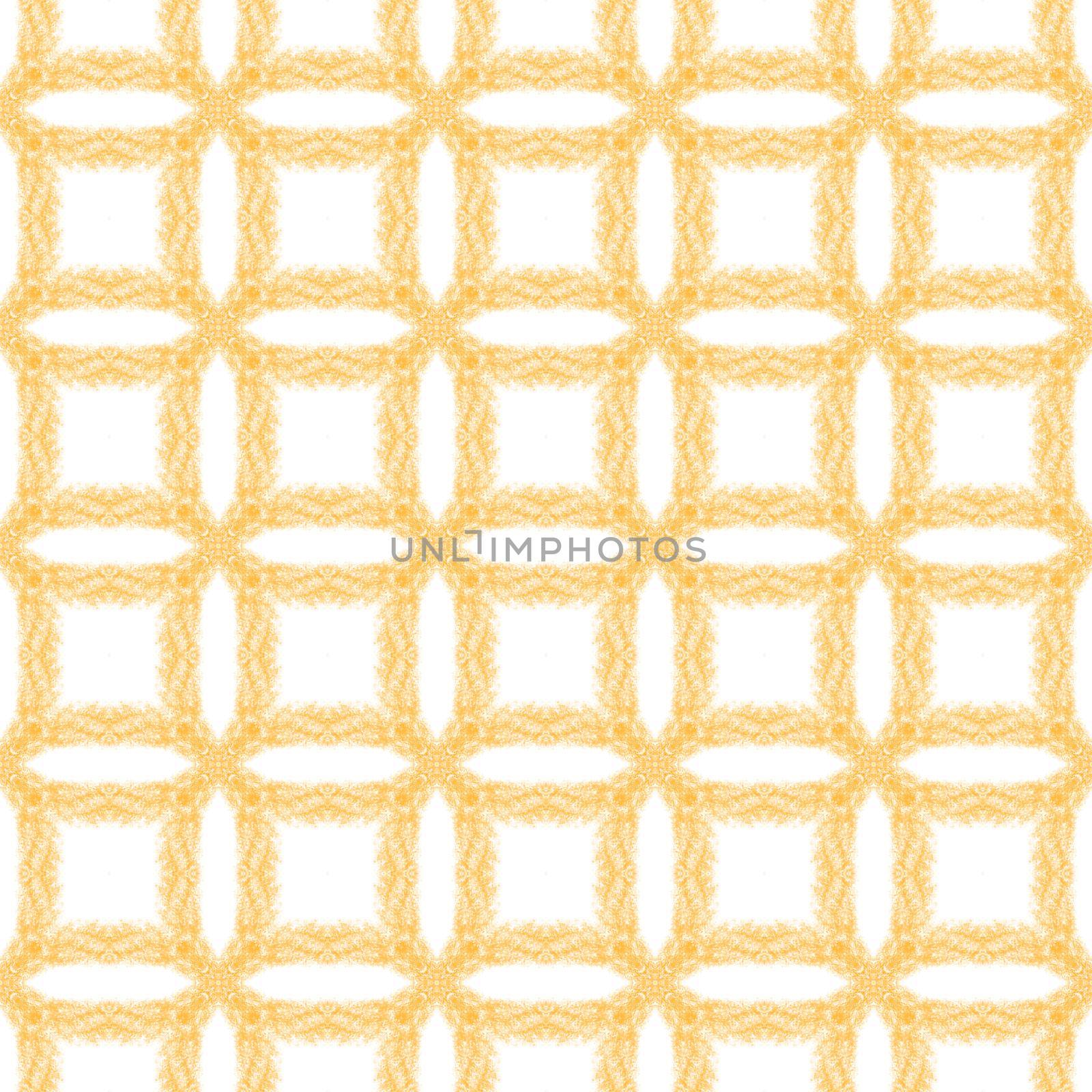 Medallion seamless pattern. Yellow symmetrical by beginagain