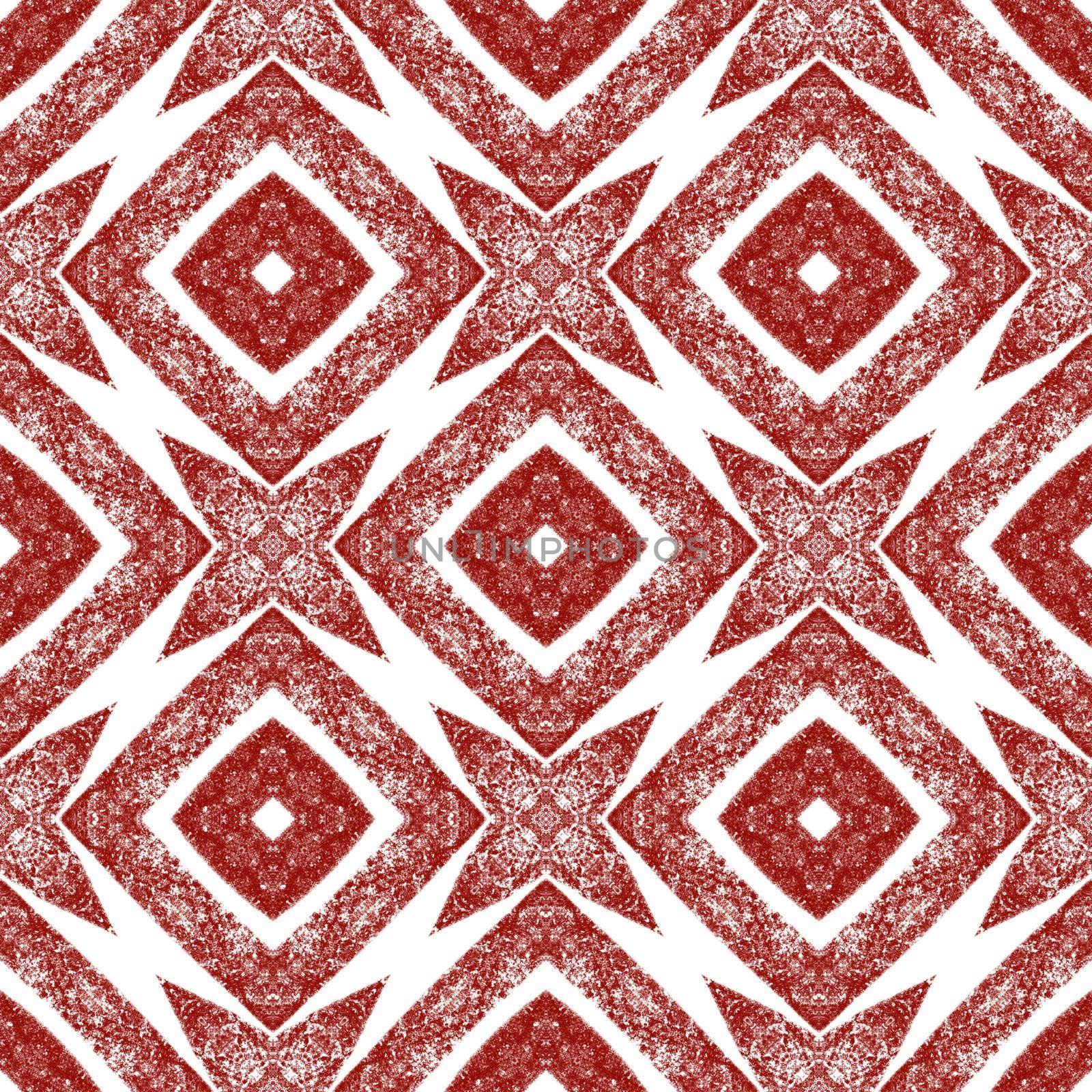 Chevron stripes design. Wine red symmetrical kaleidoscope background. Geometric chevron stripes pattern. Textile ready memorable print, swimwear fabric, wallpaper, wrapping.