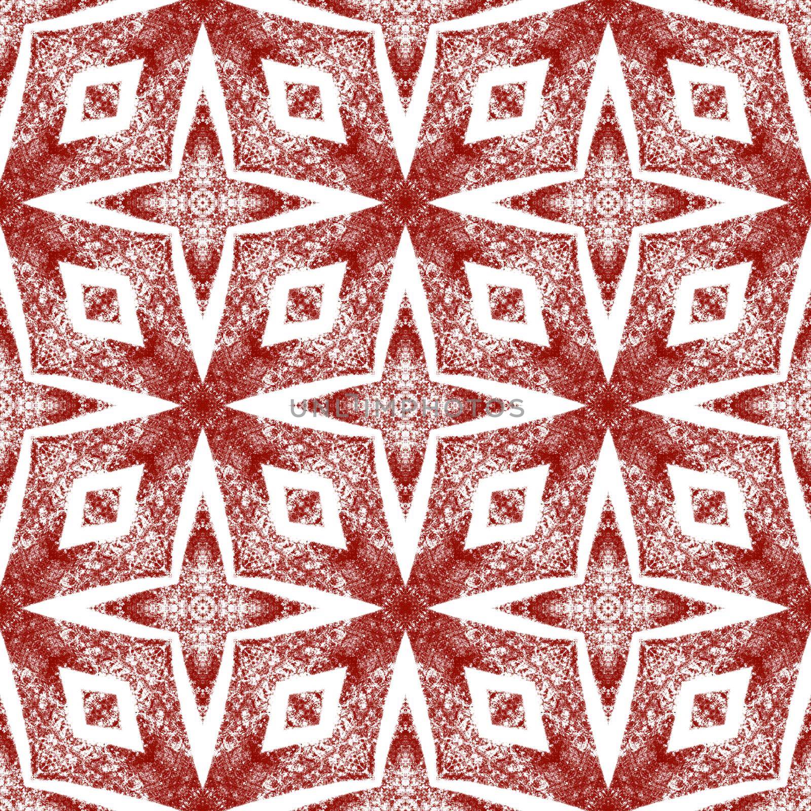 Mosaic seamless pattern. Wine red symmetrical by beginagain