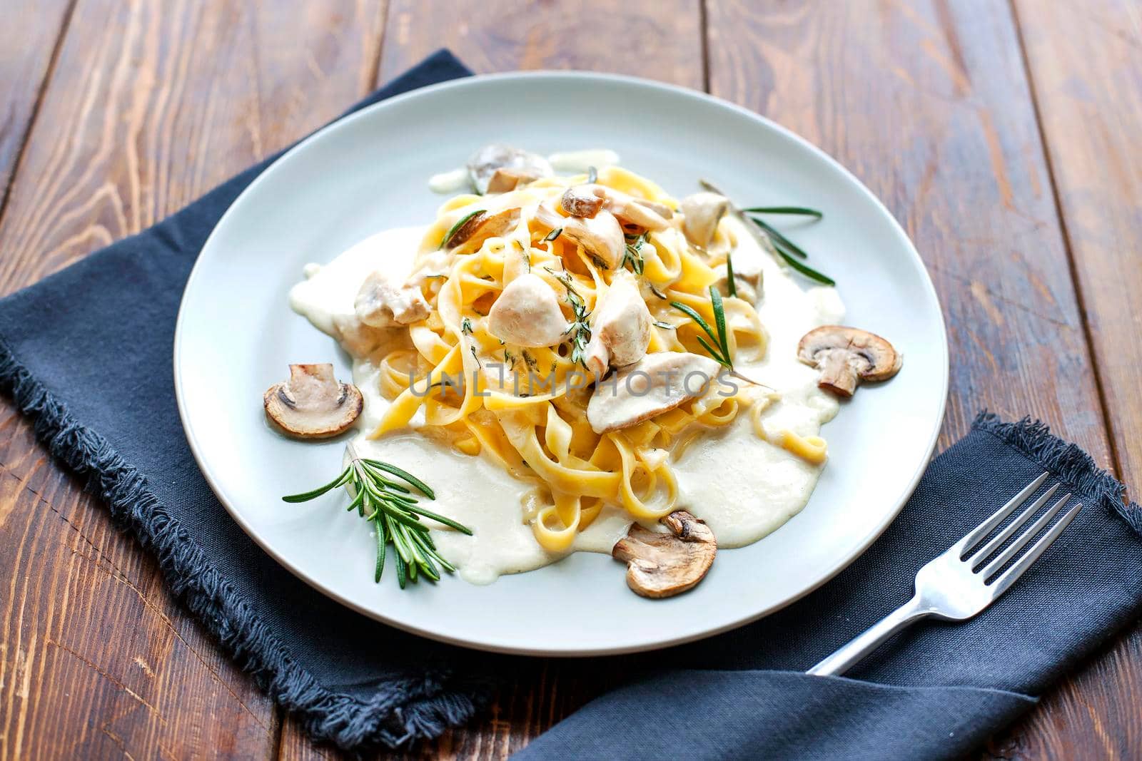 Tagliatelle vegetarian Pasta Dish with Mushrooms - Stock image