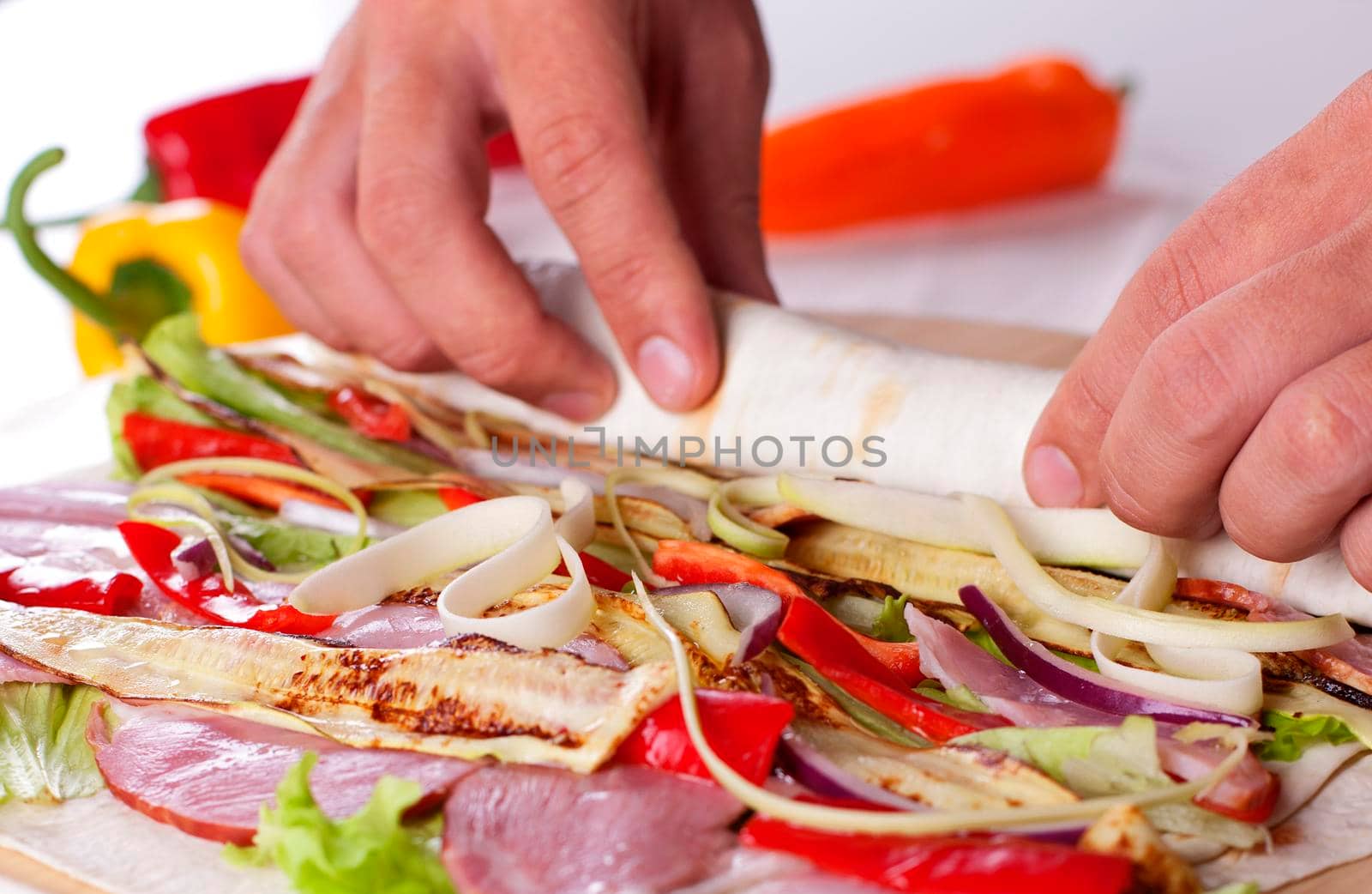 Healthy Salad Tortilla wraps with bacon