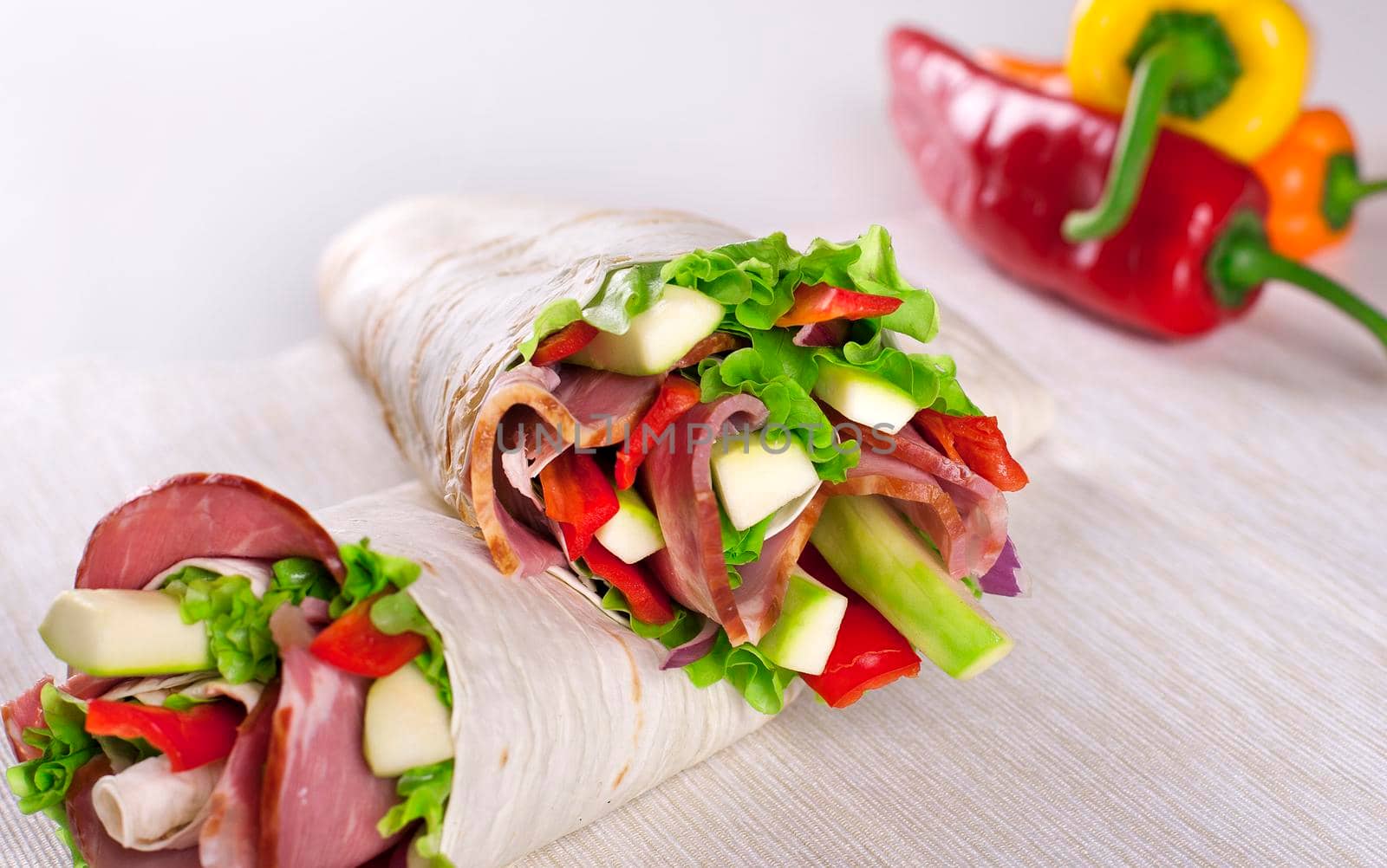 Healthy Salad Tortilla wraps with bacon