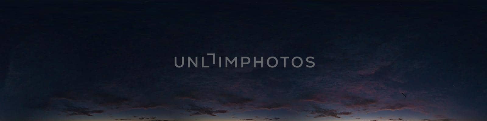 Sky panorama with Cirrus clouds in Seamless spherical equirectangular format. Full zenith for use in 3D graphics, game and editing aerial drone 360 degree panoramas for sky replacement