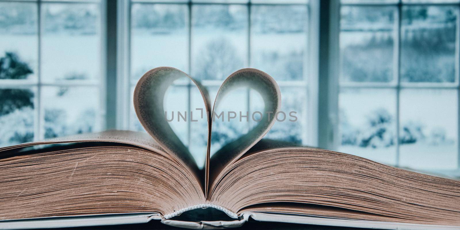 Book with love symbol isolated on window background, Close-up Of Heart Shape Book , by anna_stasiia