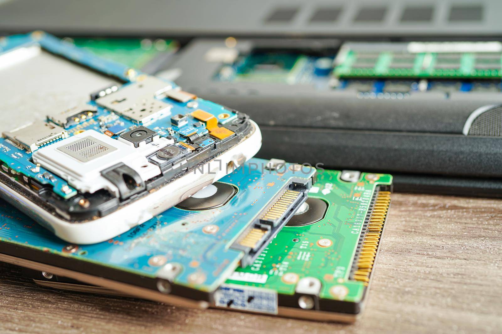 Repairing and upgrade mobile phone, electronic, computer hardware and technology concept.