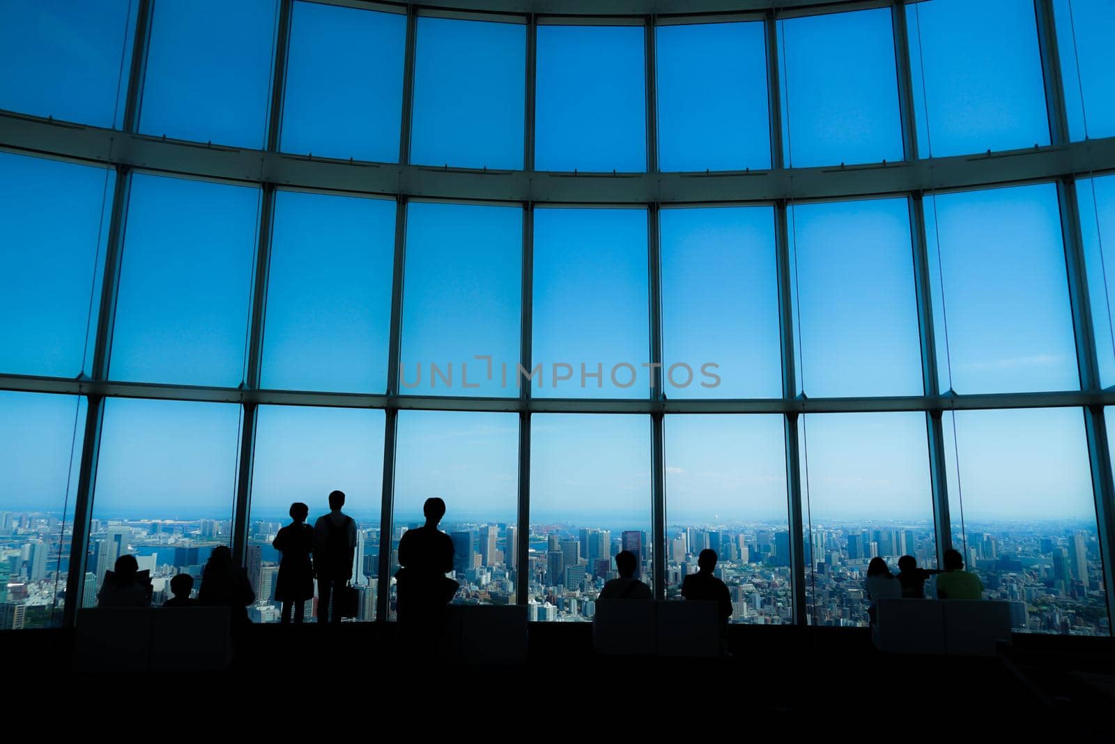 Silhouette of blue sky and people. Shooting Location: Yokohama-city kanagawa prefecture