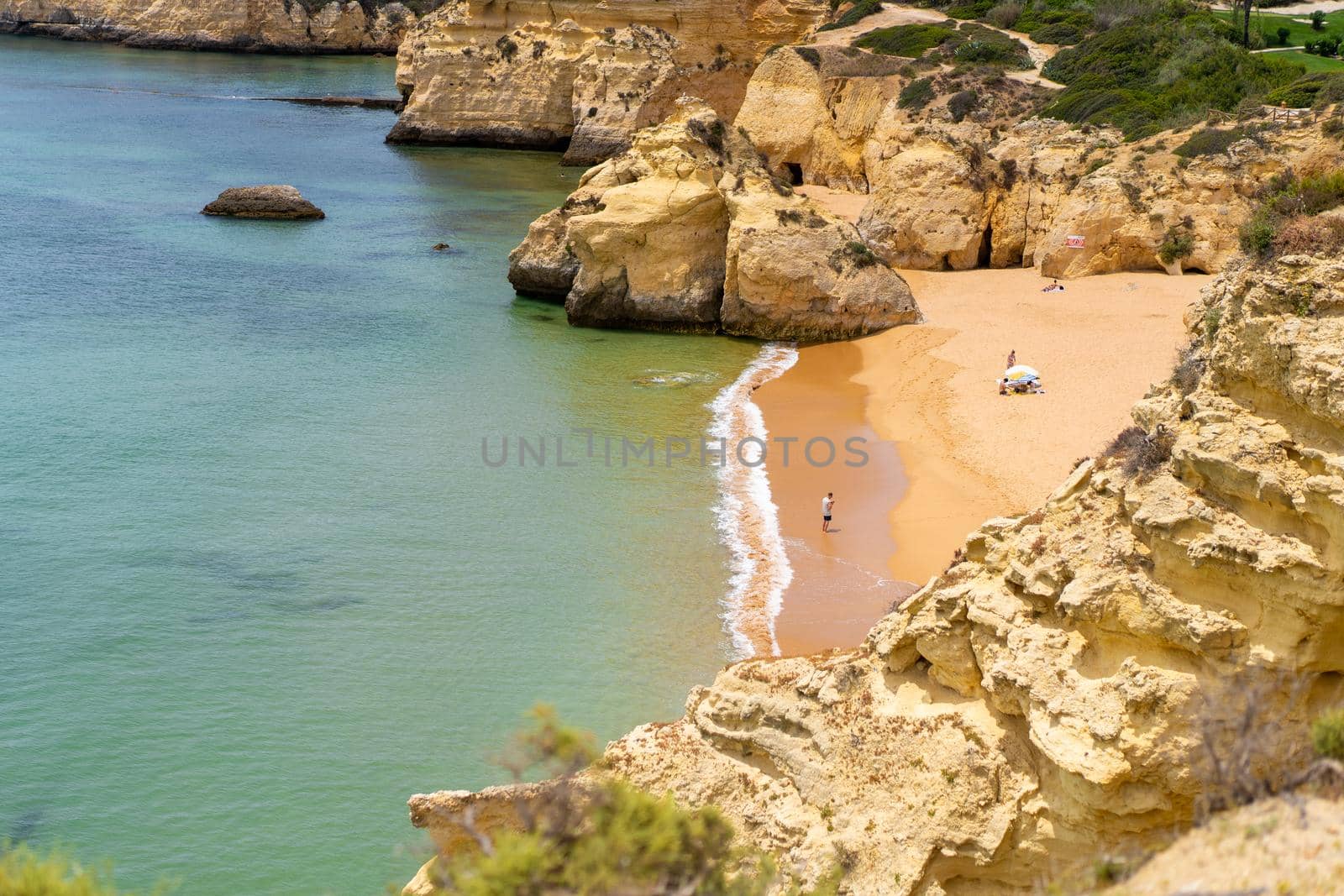 Atlantic ocean view with cliff. View of Atlantic Coast at Portugal, Cabo da Roca. Summer day. Seaside. Coastline. Beautiful landscape