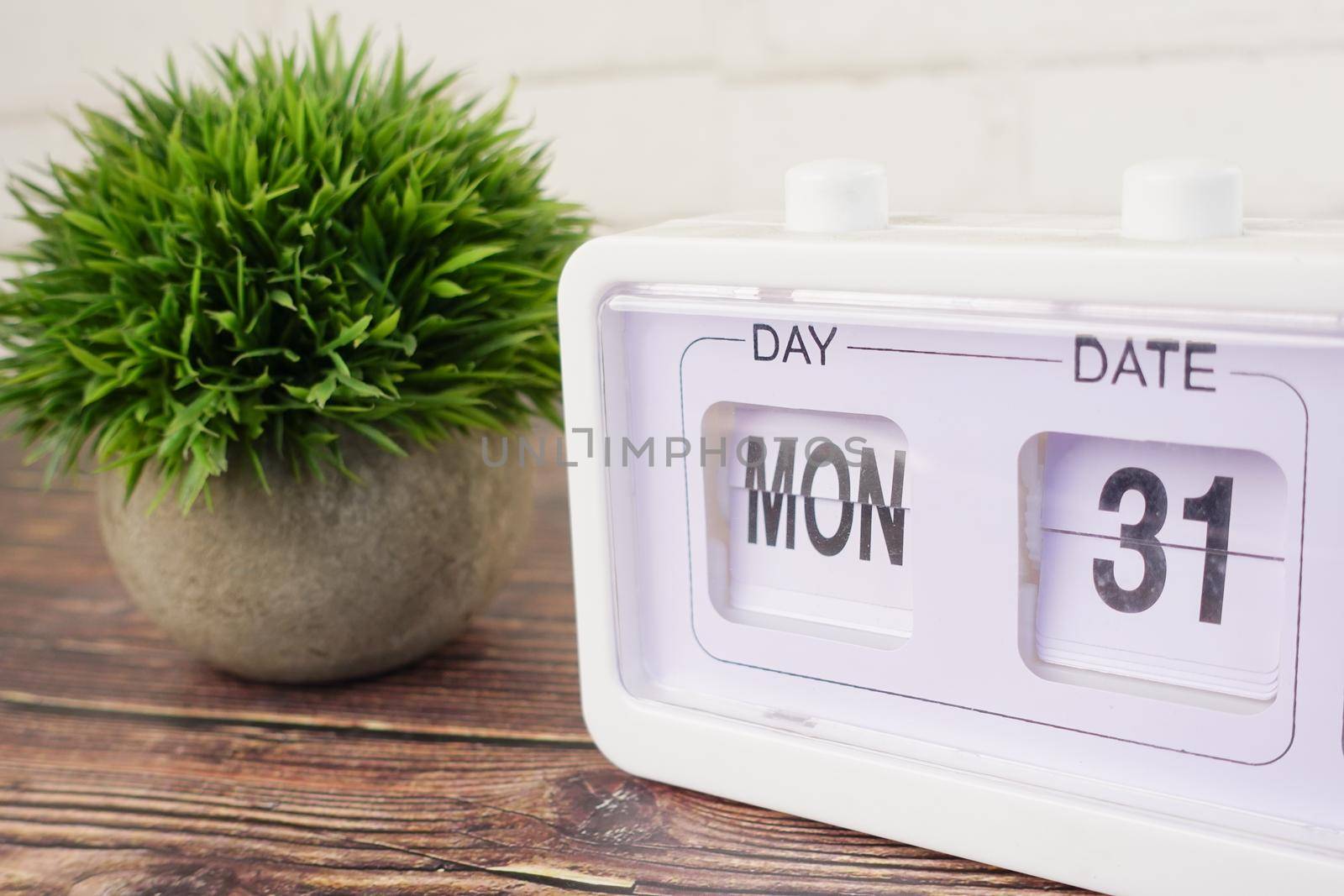 close up of calendar date flipping .