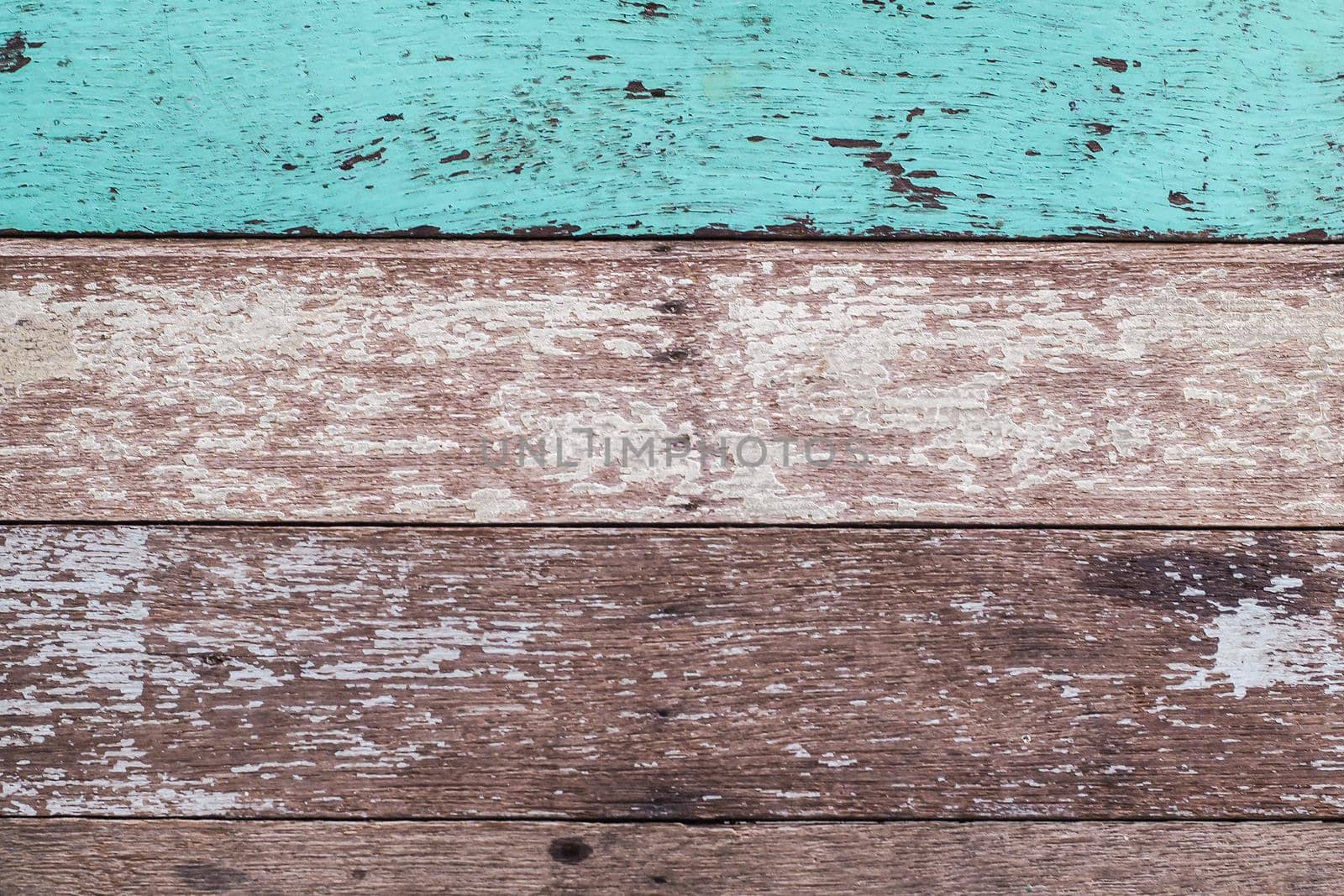 Vintage wood background with peeling paint. Vintage beach wood background - Old weathered wooden plank painted by Petrichor