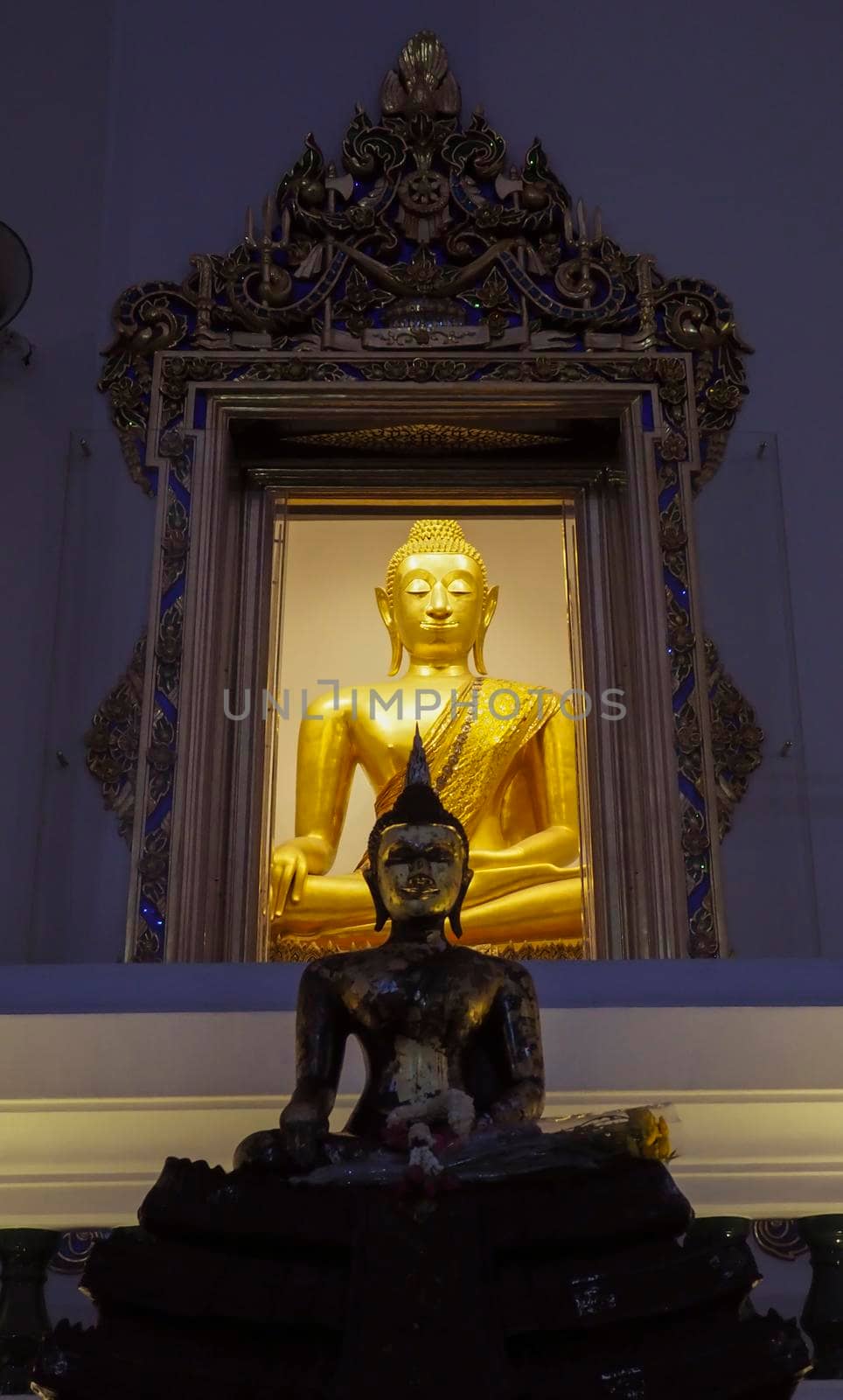 Buddha statue in temple of Thailand. Peacefulness. Inner peace concept idea abstract