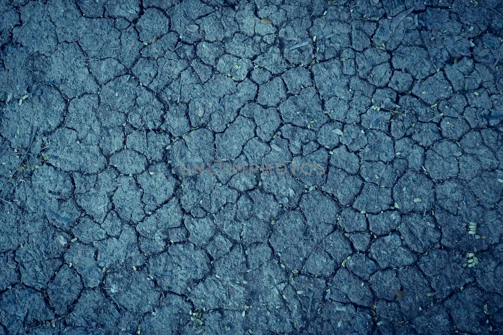 Cracked dry earth soil after no rain water longtime, abstract sad dry background by Petrichor