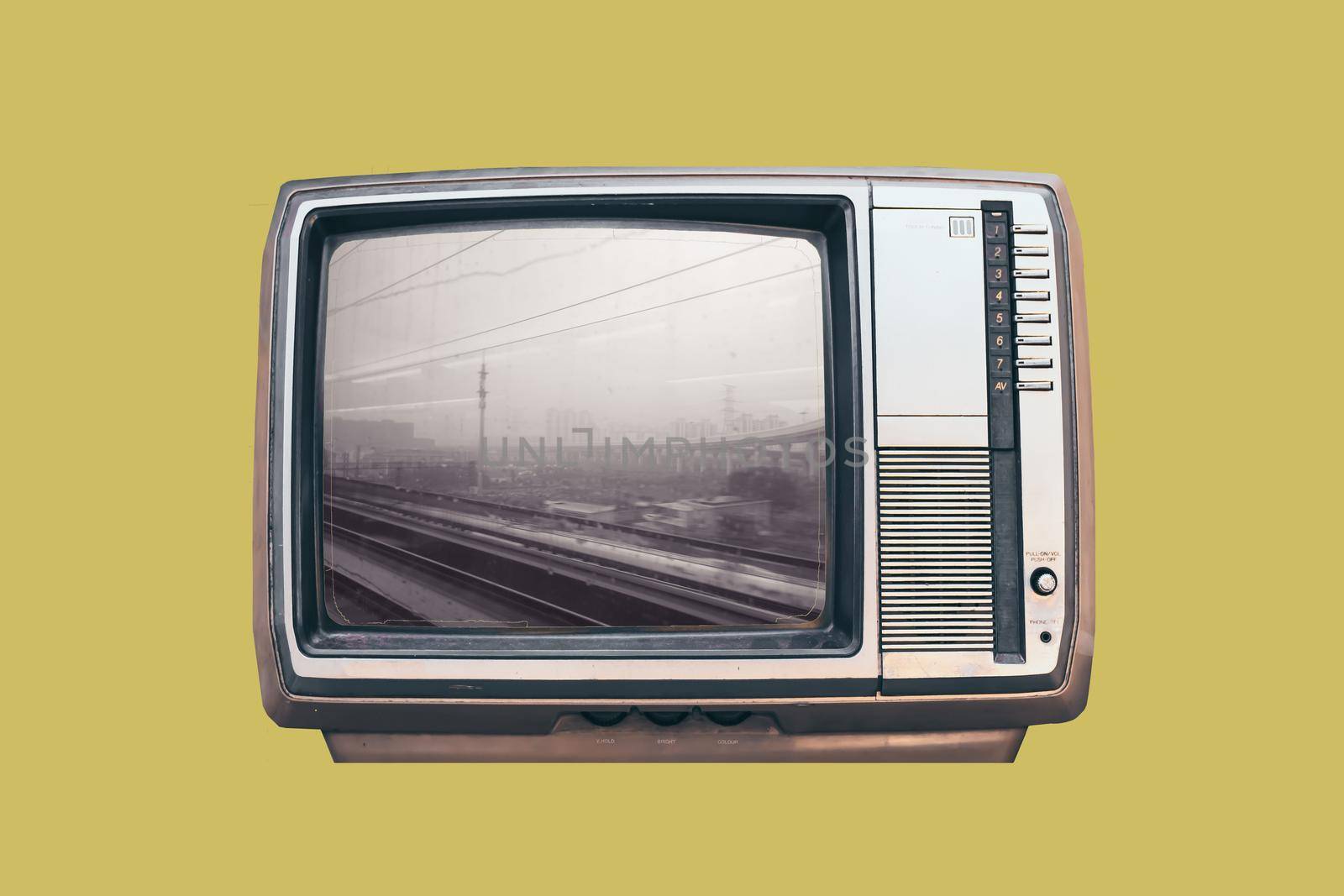 realistic retro vintage back and white television mock up graphic idea