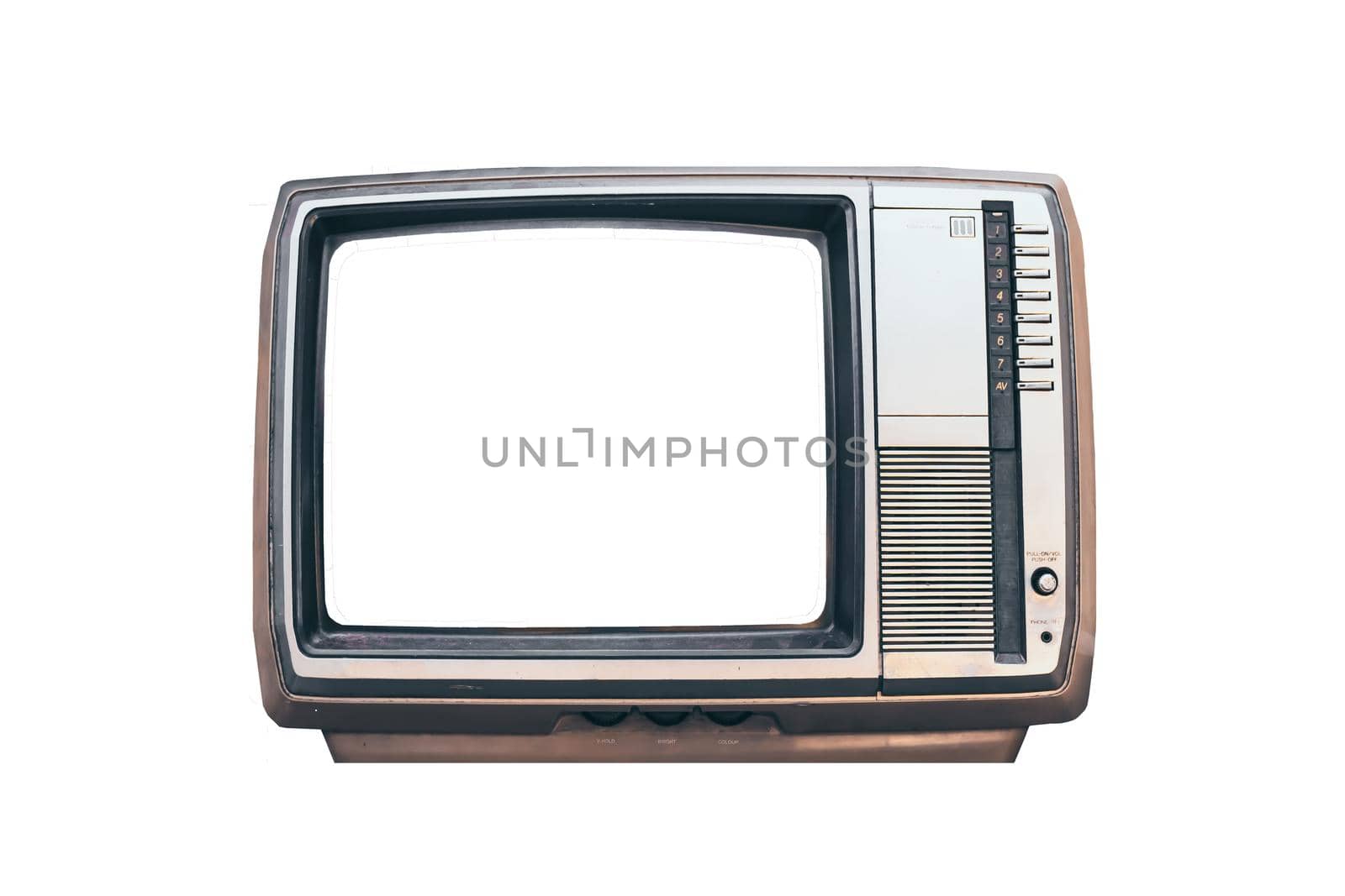 realistic retro television mock up .copy space .photo space isolate white background by Petrichor