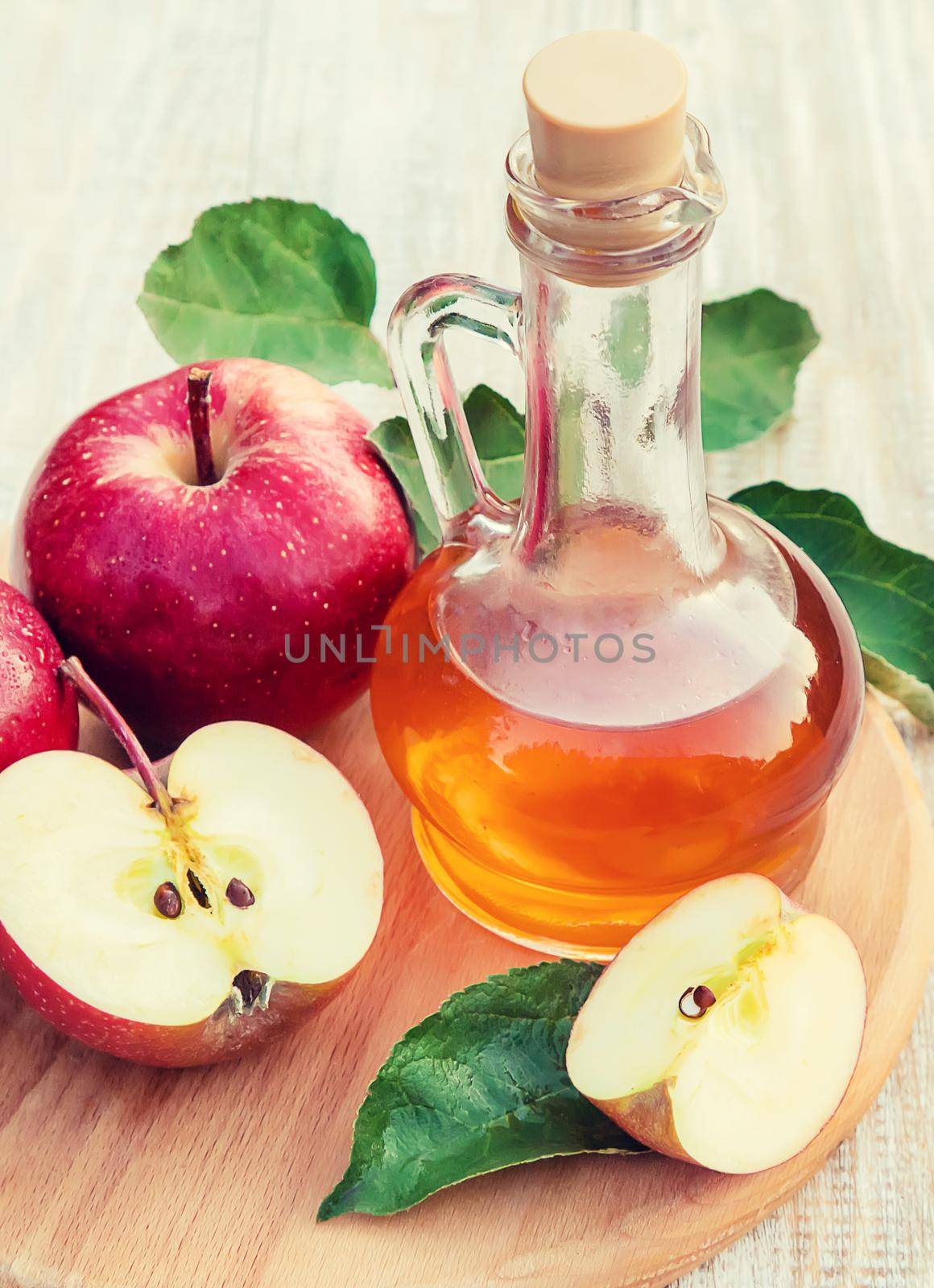 Apple cider vinegar in a bottle. Selective focus. nature.