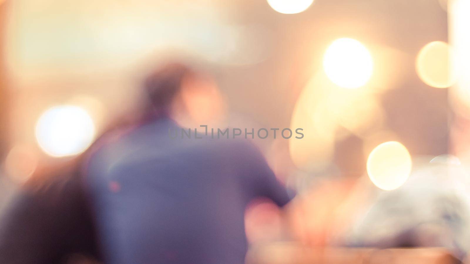 Blur photography for background in restaurant on the background of the couple