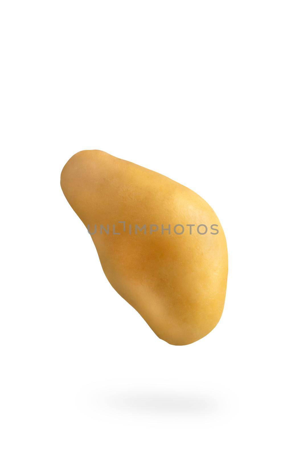 Fresh unpeeled potatoes, isolated on white background. Flying potatoes on a white isolated background casts a shadow. by SERSOL