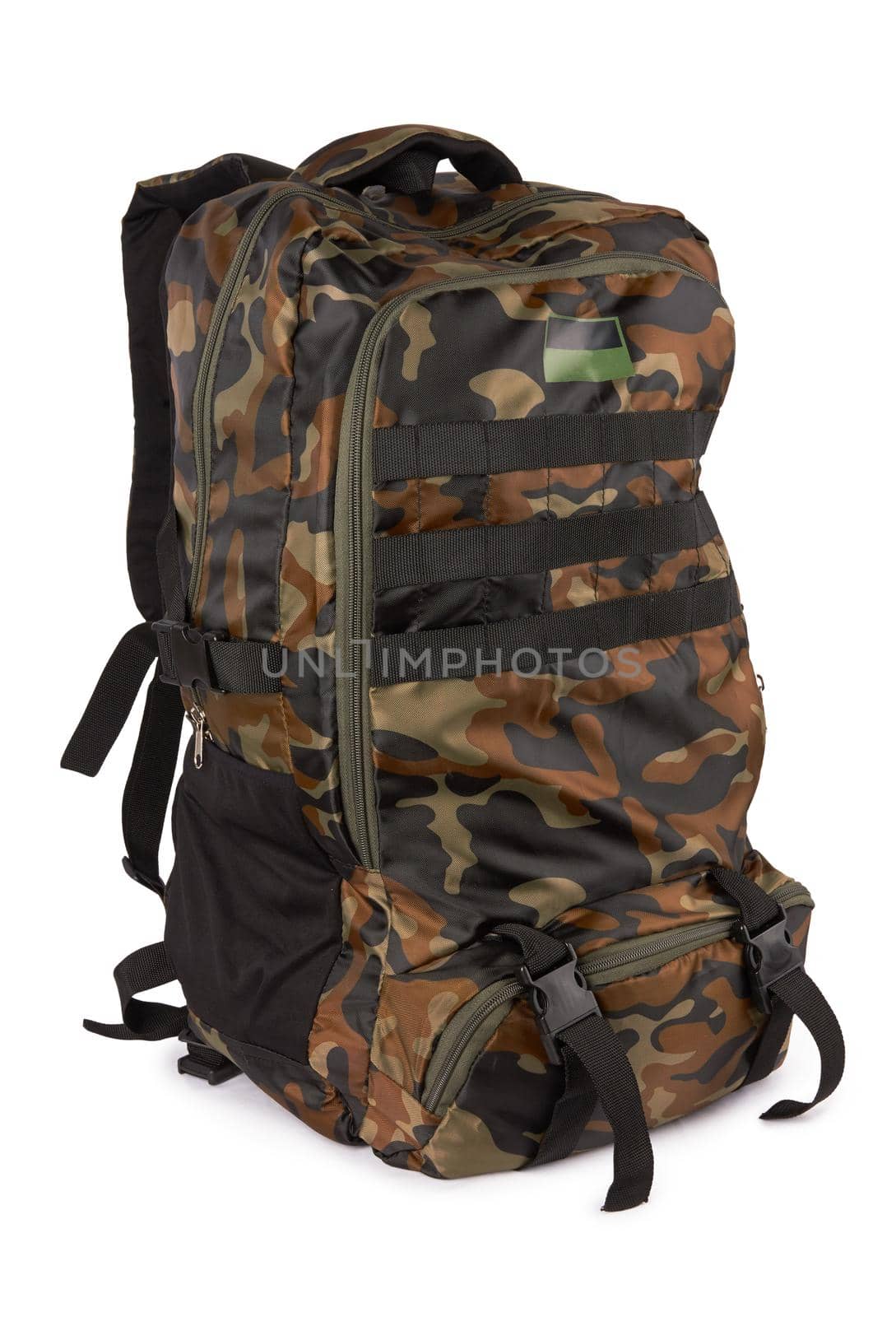 Camouflage backpack on white by pioneer111