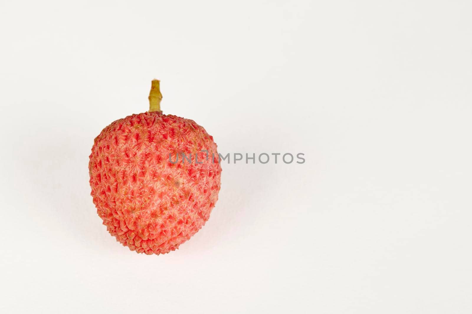 Single Litchi fruit on a white background