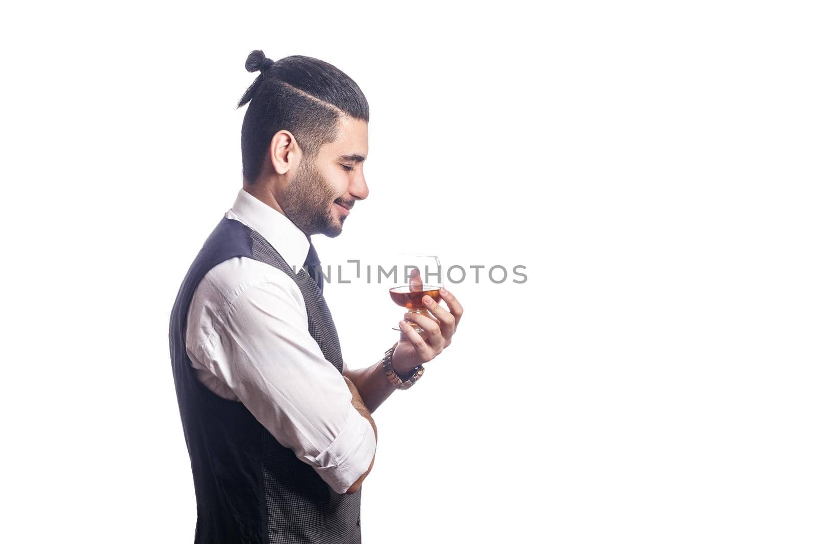 Emotional man in suit on white isolated background. by Khosro1