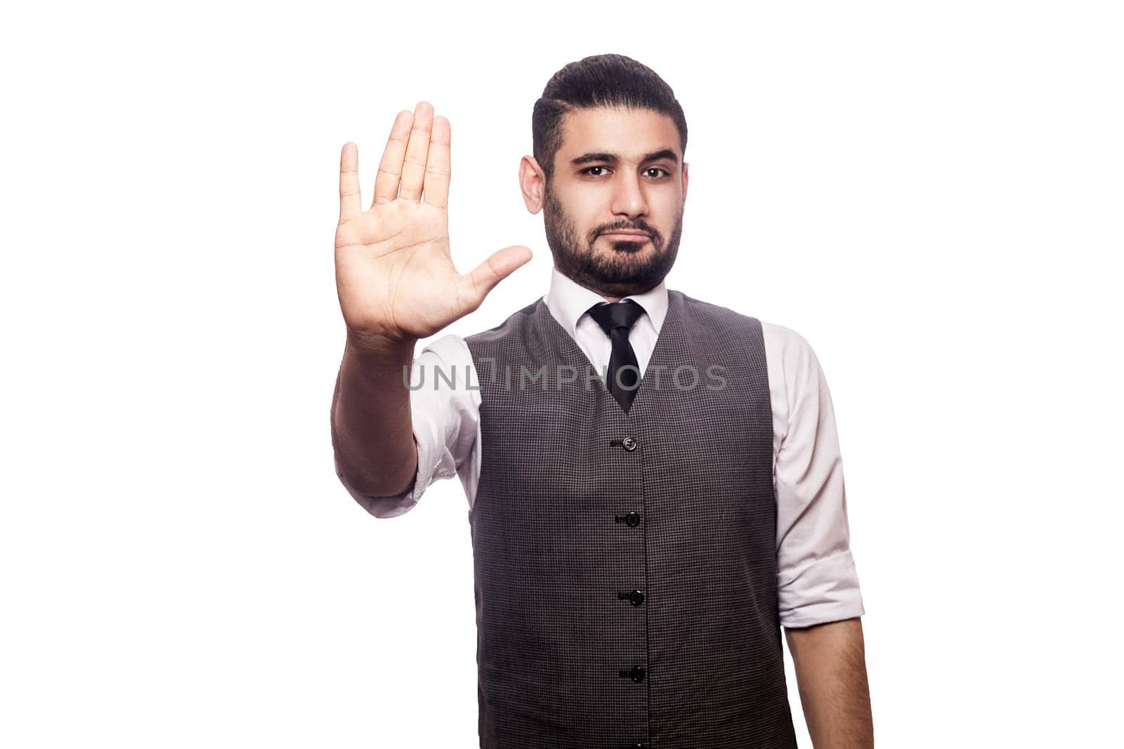 Handsome businessman on white background.