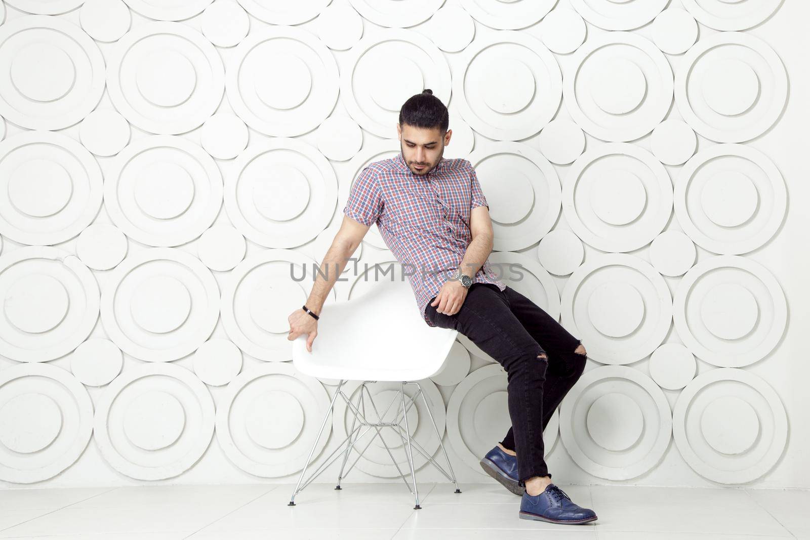 fashion model posing near with wall in studio by Khosro1