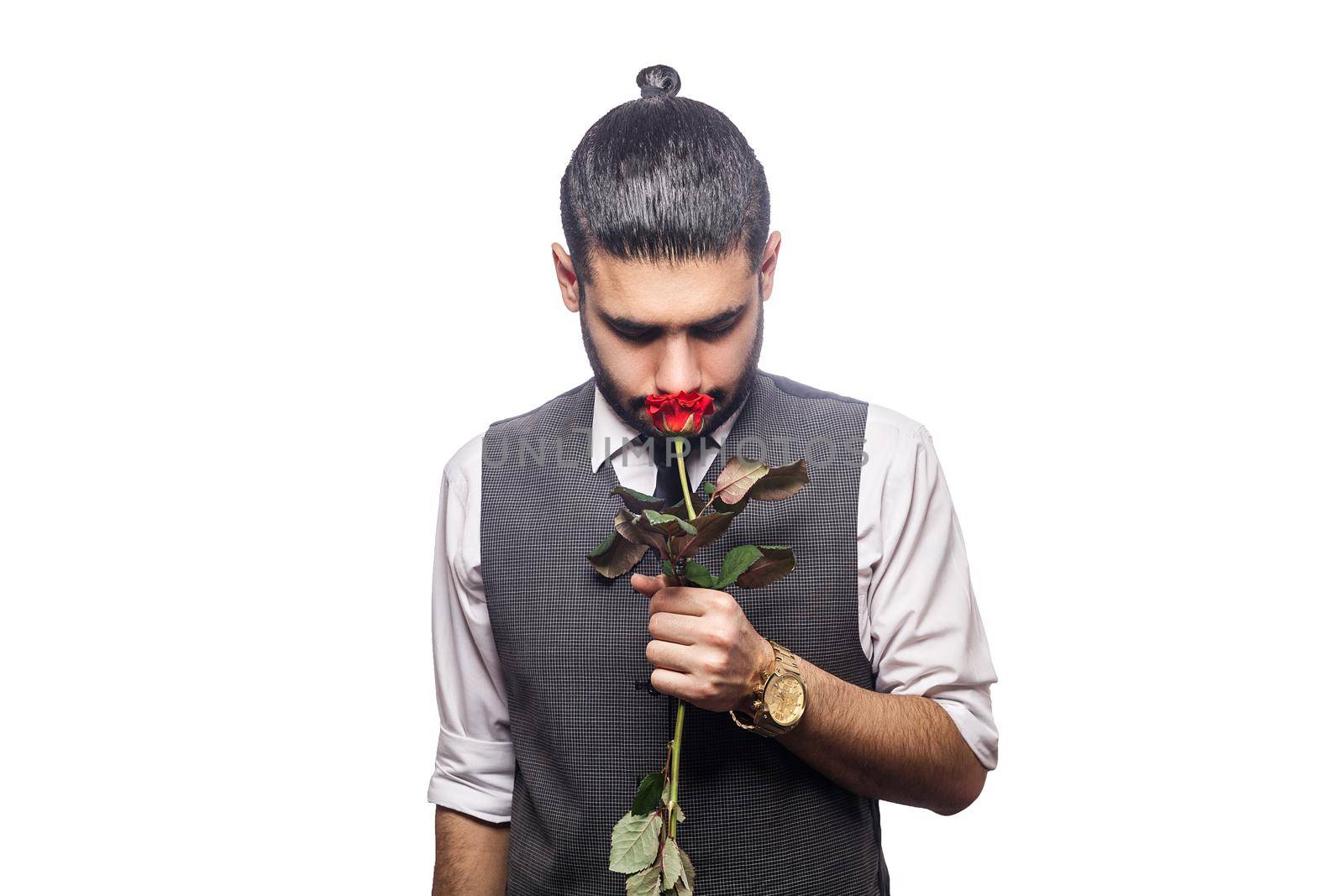 Emotional man in suit on white isolated background. by Khosro1