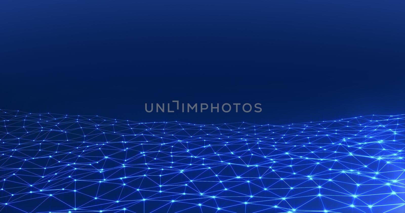 Technological blue background dot and line connection, futuristic, cyberspace matrix concept. 3d rendering.